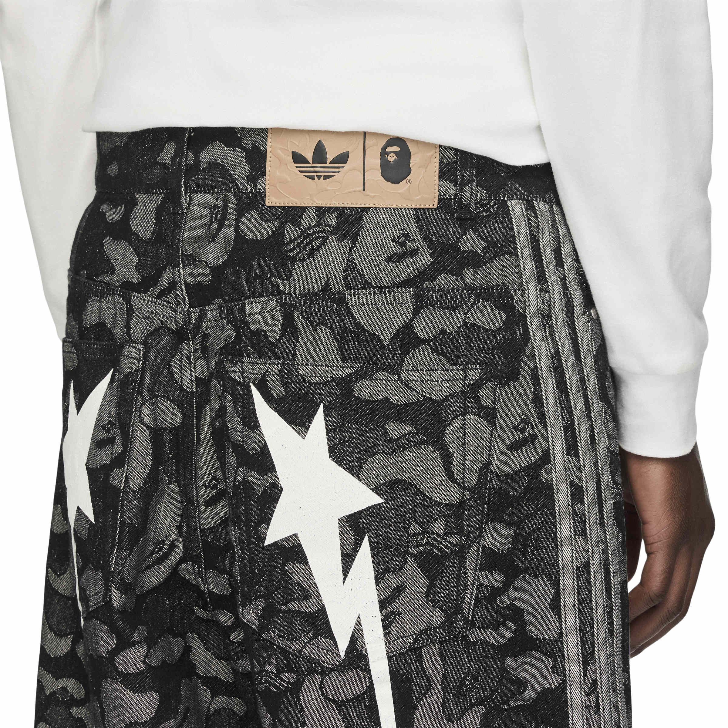 Adidas x Bape Mens Shark Denim Jorts - Image 4
