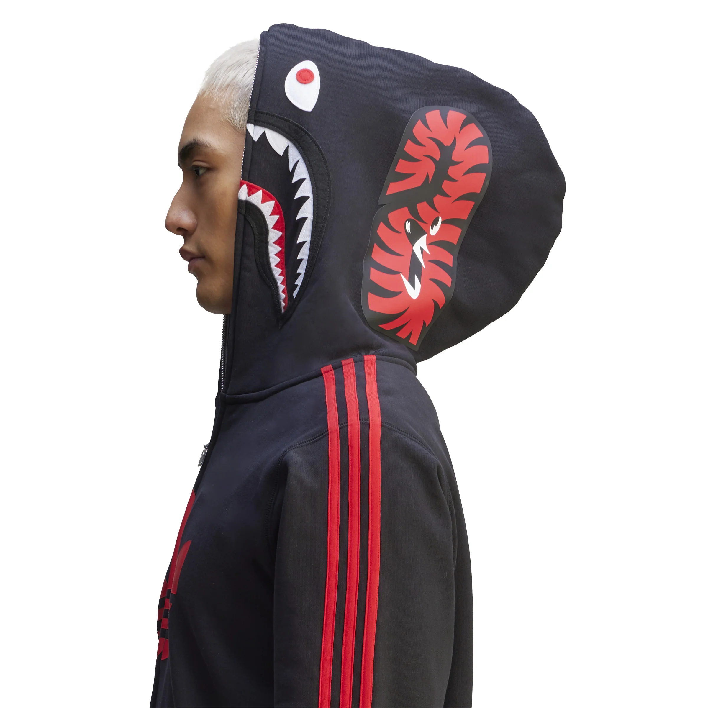 Adidas x Bape Mens Shark Full-Zip Hoodie - Image 4