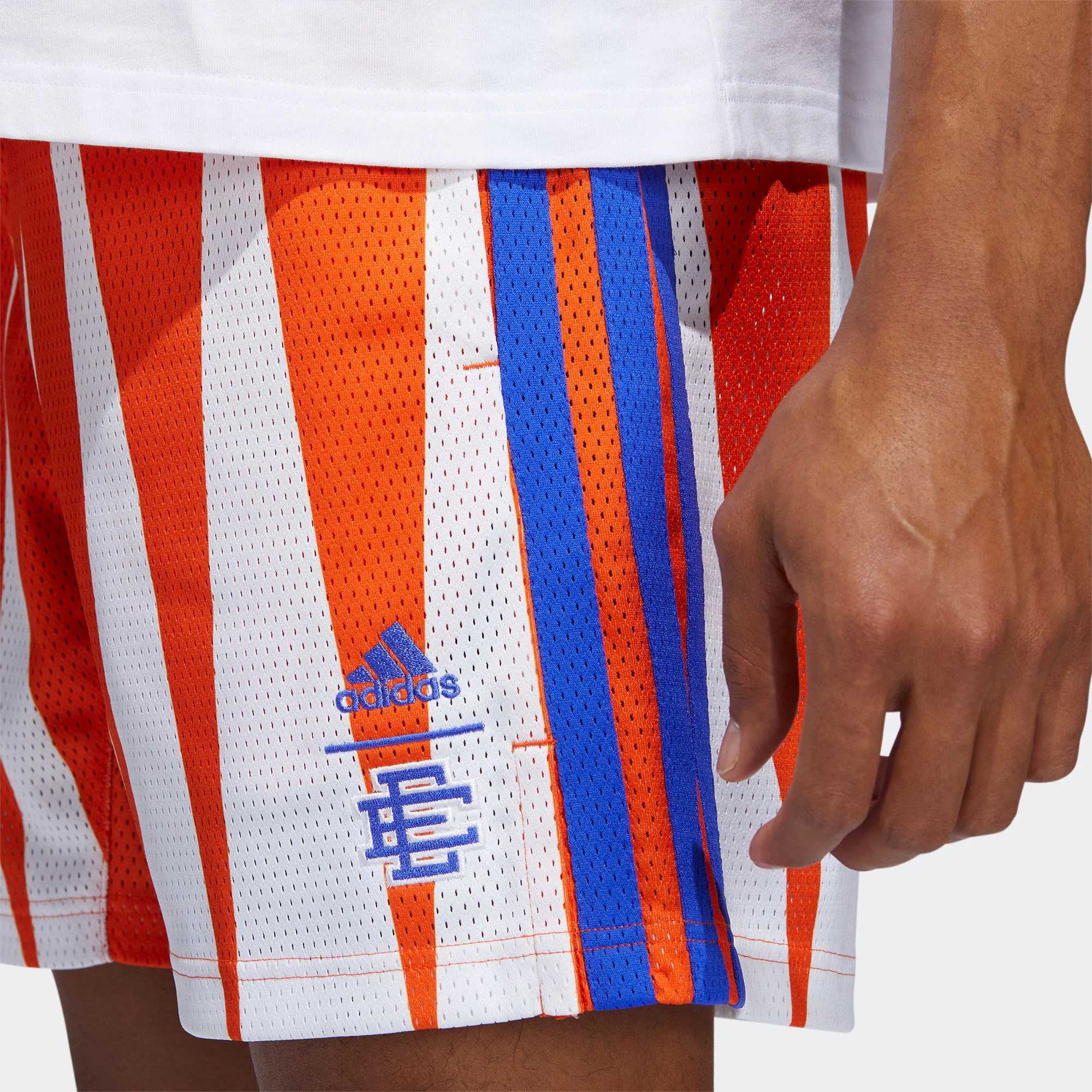 Adidas x Eric Emanuel Mens Hoops Summer Short 'Team Orange' - Image 4