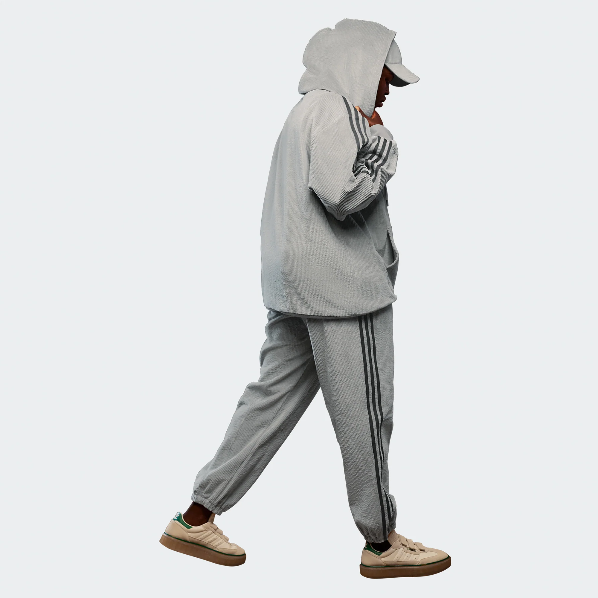 Adidas x Ivy Park Corduroy Hoodie 'Grey' - Image 3