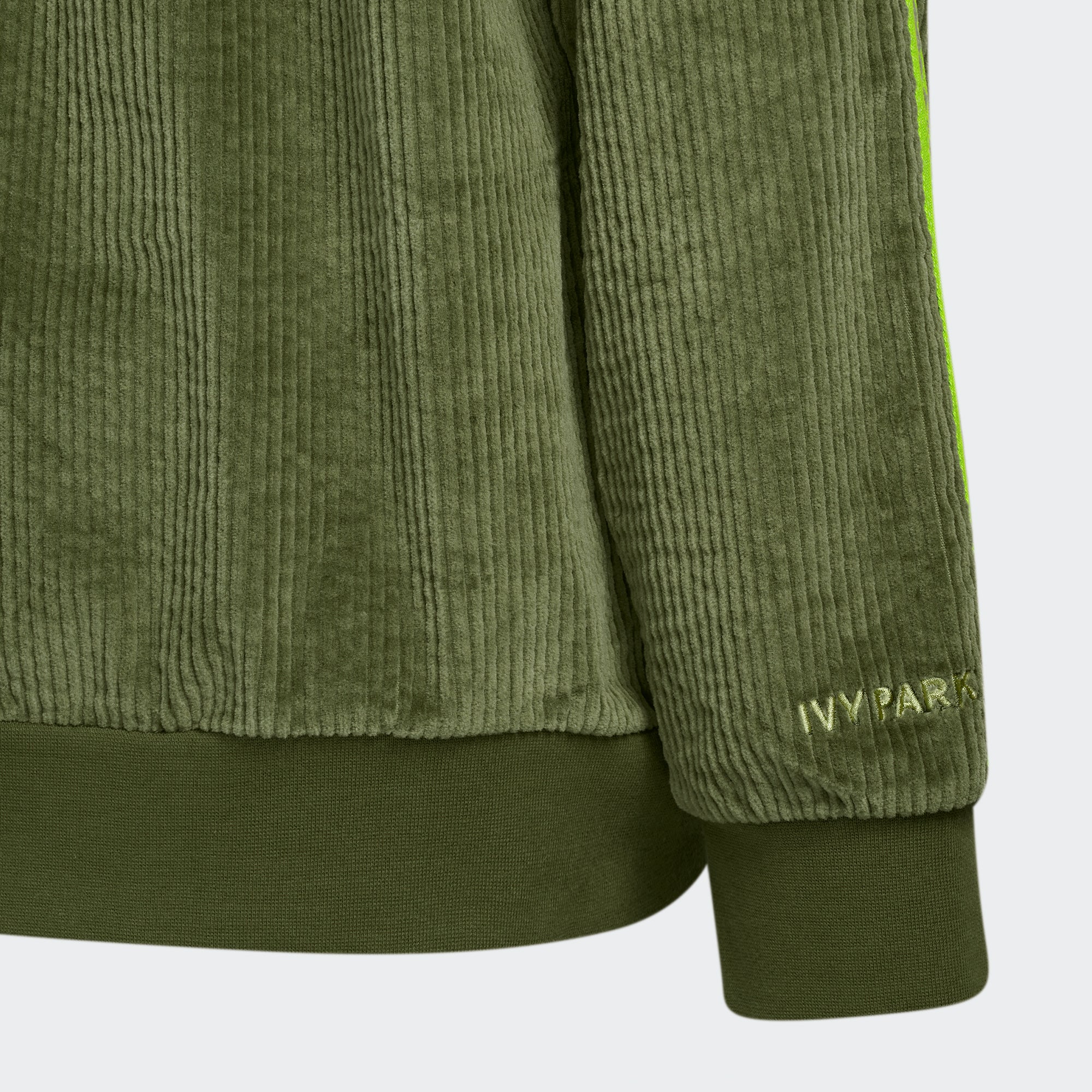 Adidas x Ivy Park Corduroy Hoodie 'Wild Pine Solar Slime' - Image 4