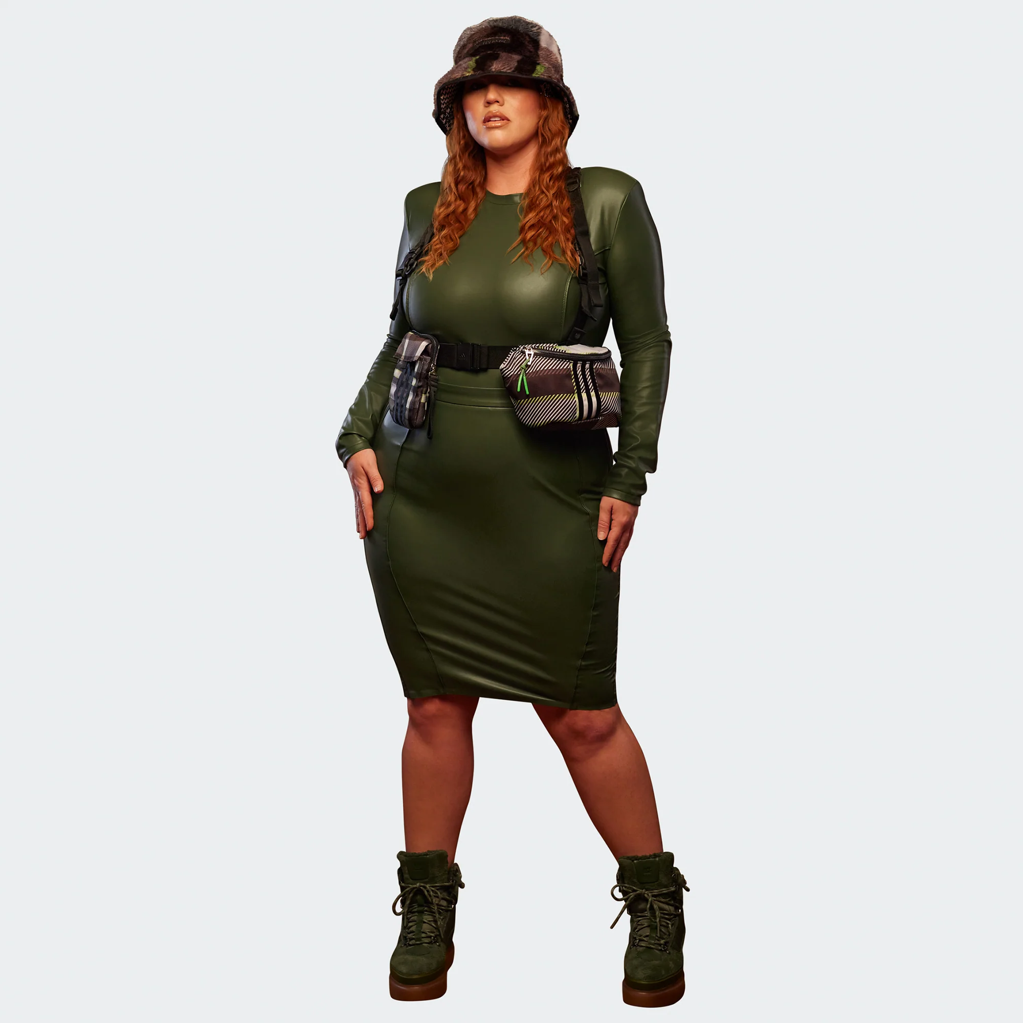 Adidas x Ivy Park Womens Faux Leather Skirt 'Wild Pine' - Image 2
