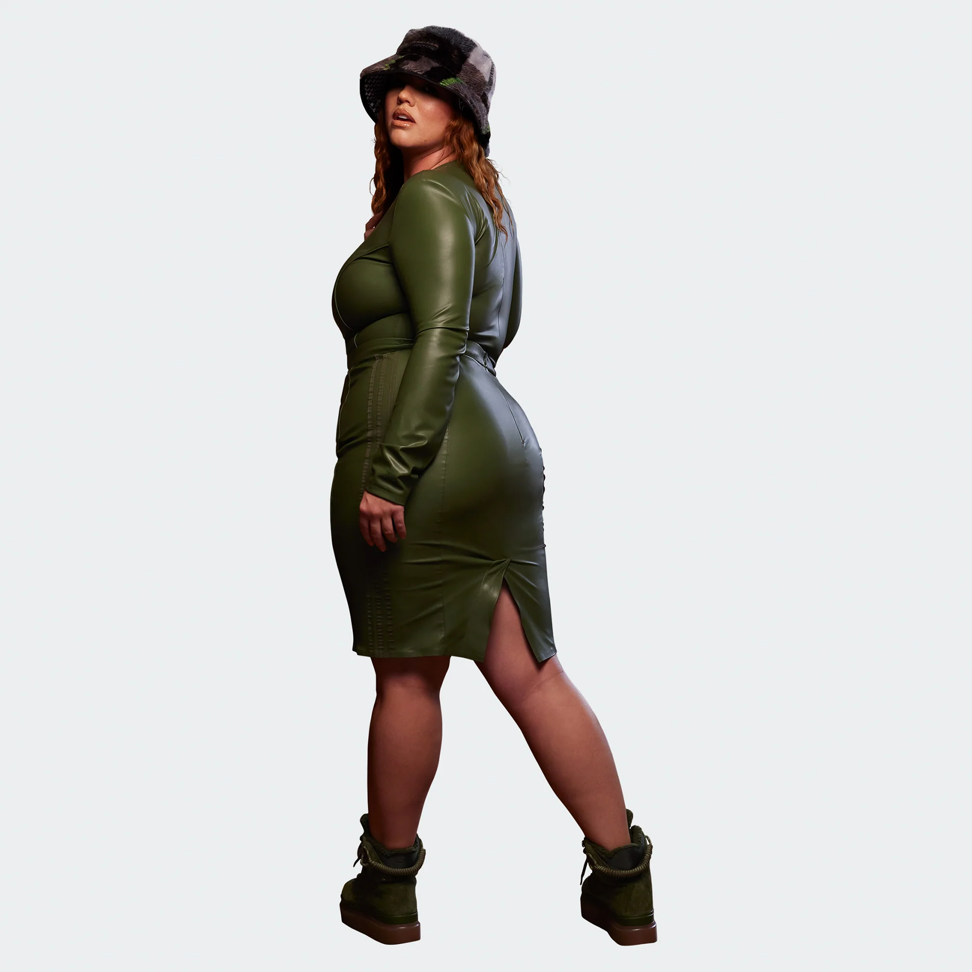Adidas x Ivy Park Womens Faux Leather Skirt 'Wild Pine' - Image 3