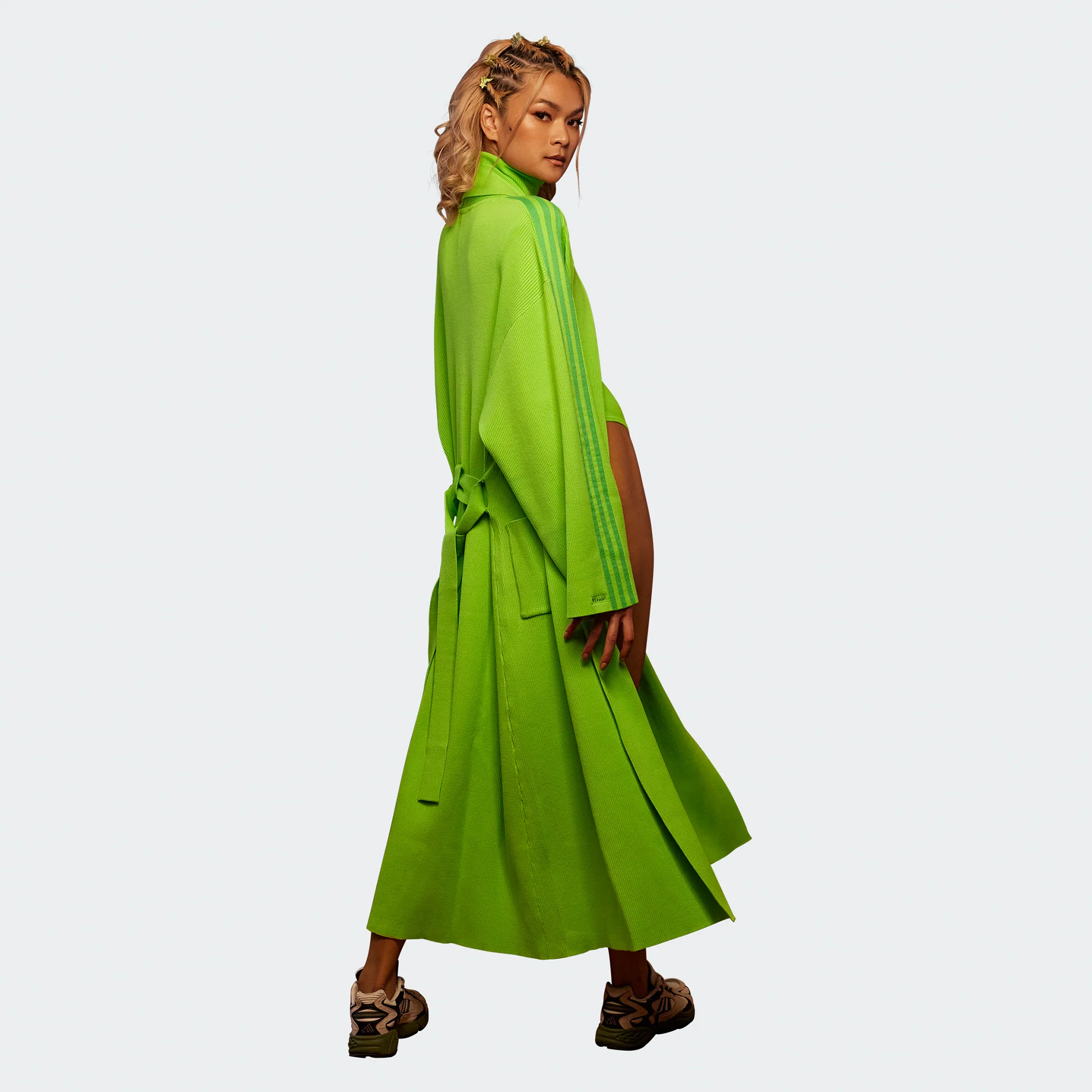 Adidas x Ivy Park Womens Knit Rib Robe 'Solar Slime' - Image 3