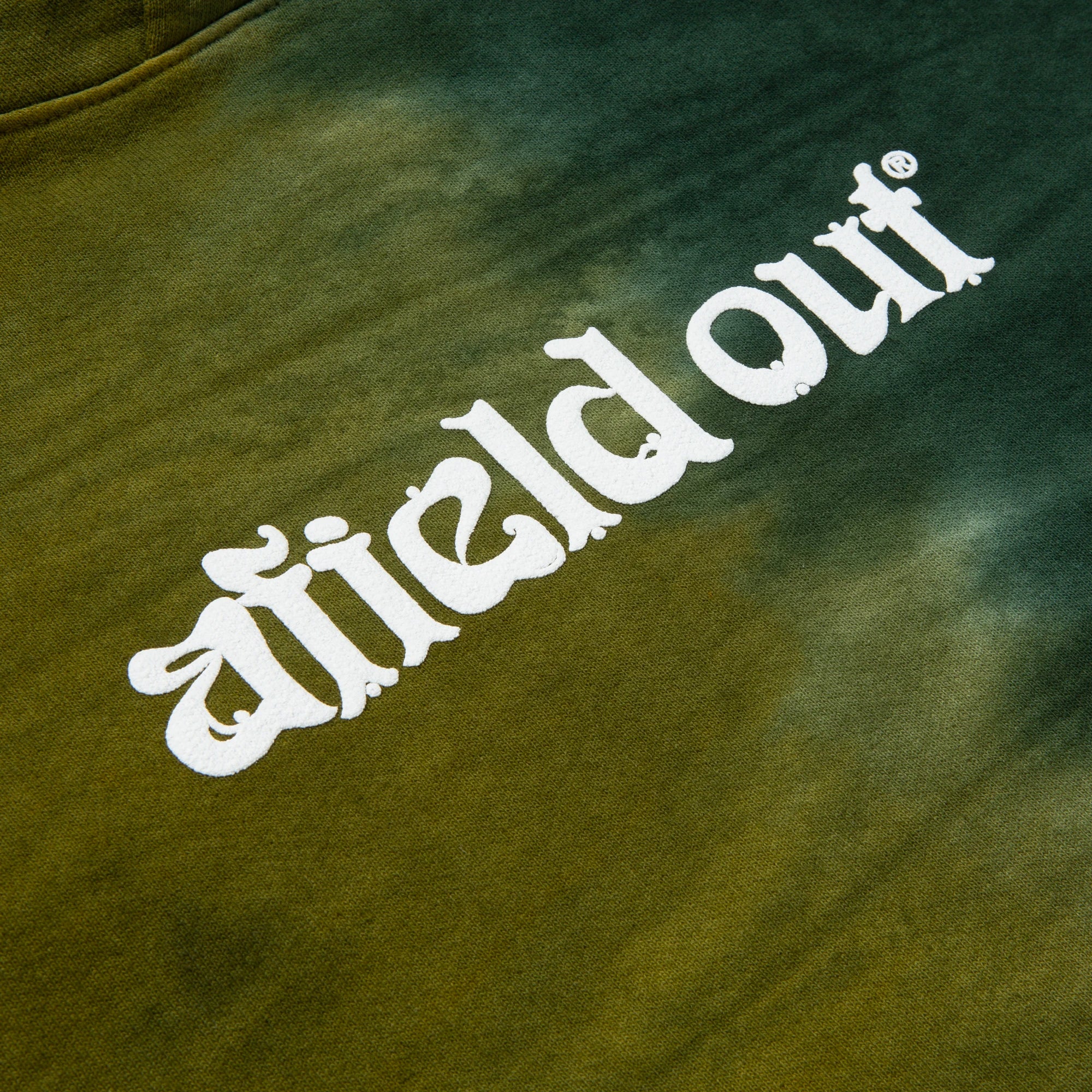 Afield Mens Duo Tone Puff Print Hoodie 'Green Tie Dye' - Image 3