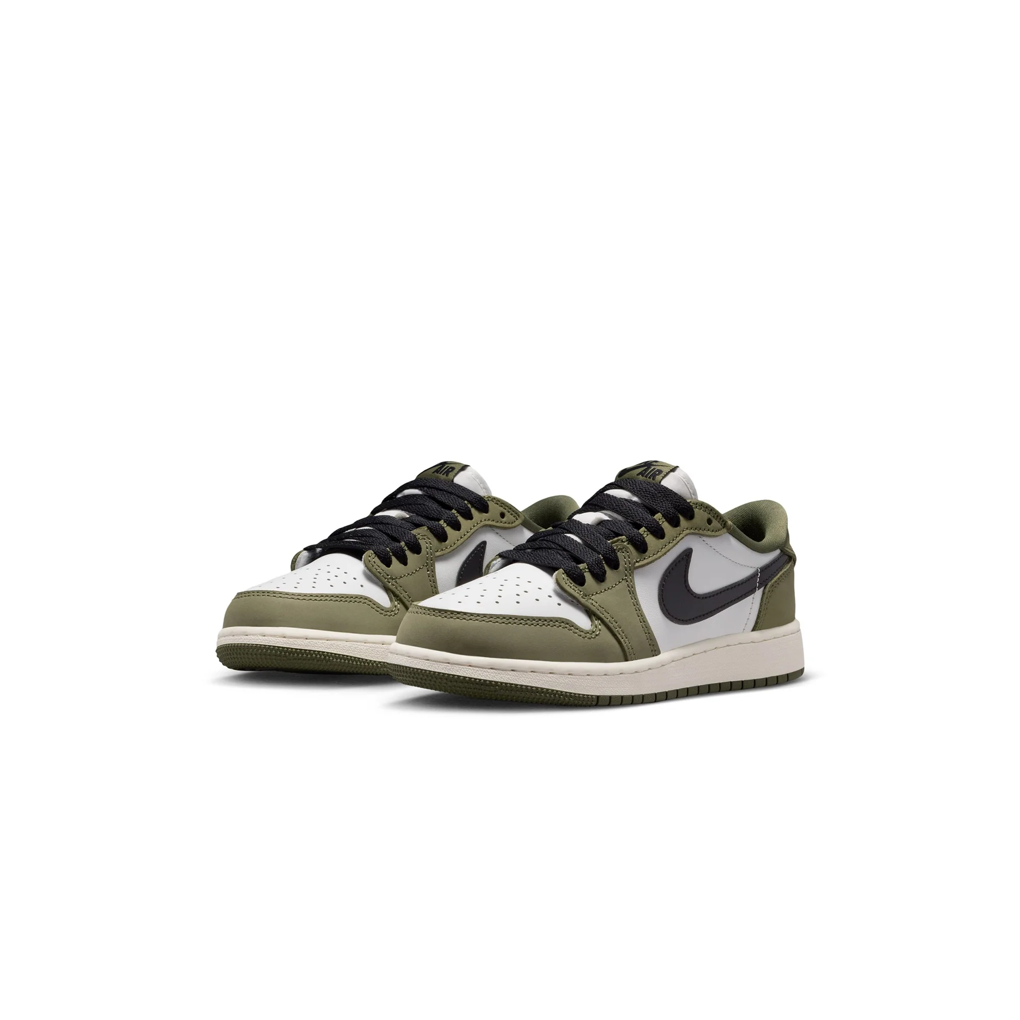 Air Jordan 1 Kids Retro Low "Medium Olive" Shoes - Image 2