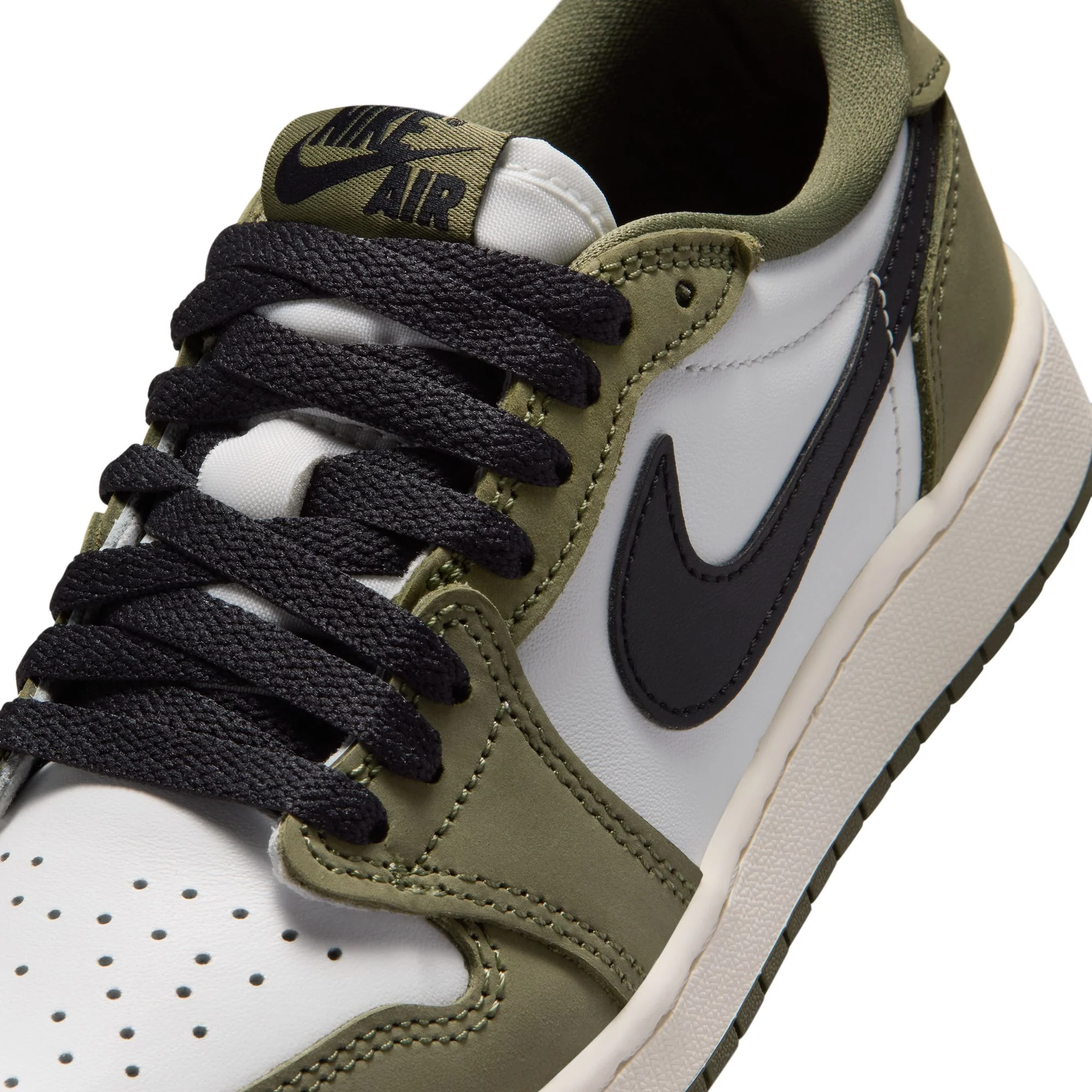 Air Jordan 1 Kids Retro Low "Medium Olive" Shoes - Image 4