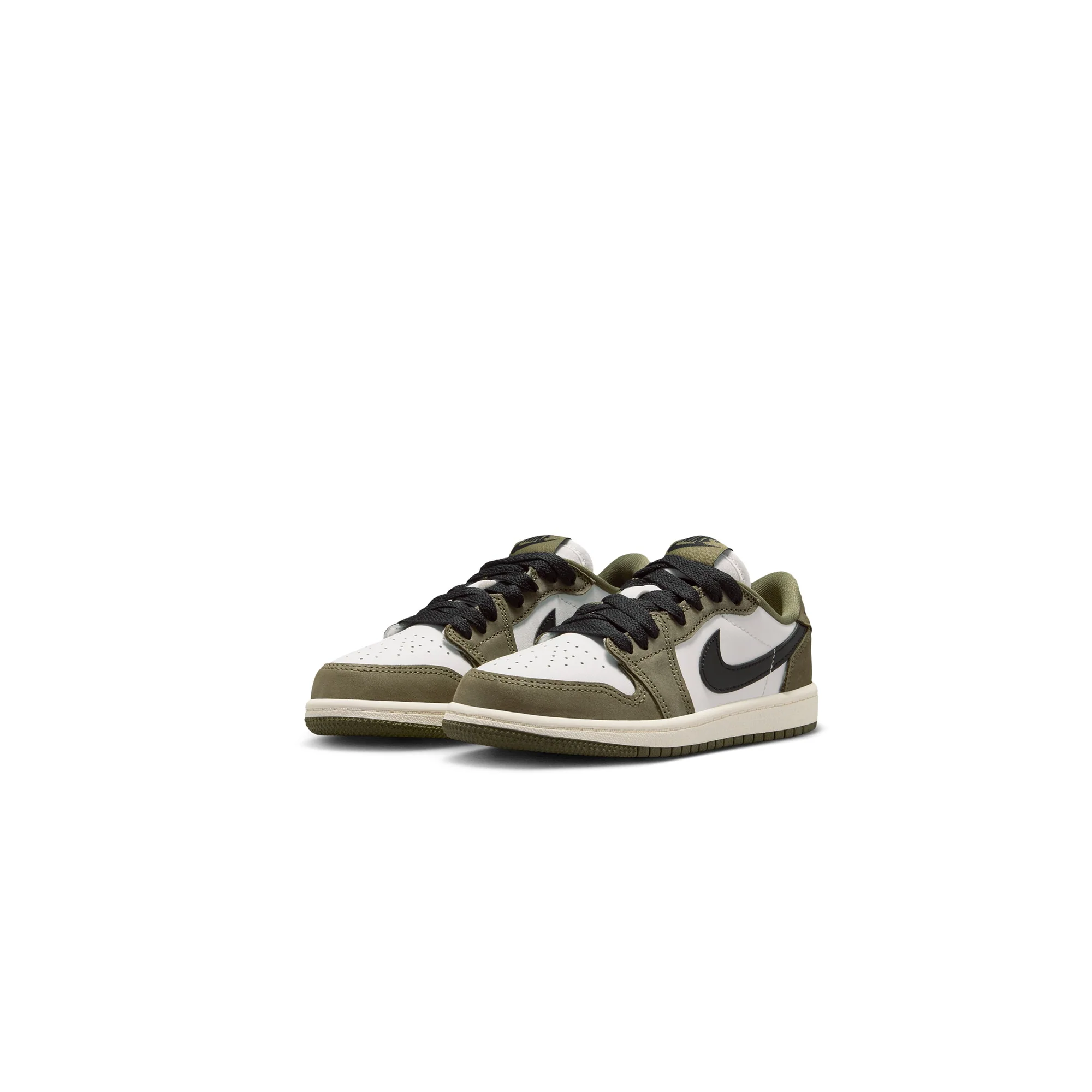 Air Jordan 1 Little Kids Retro Low "Medium Olive" Shoes - Image 2