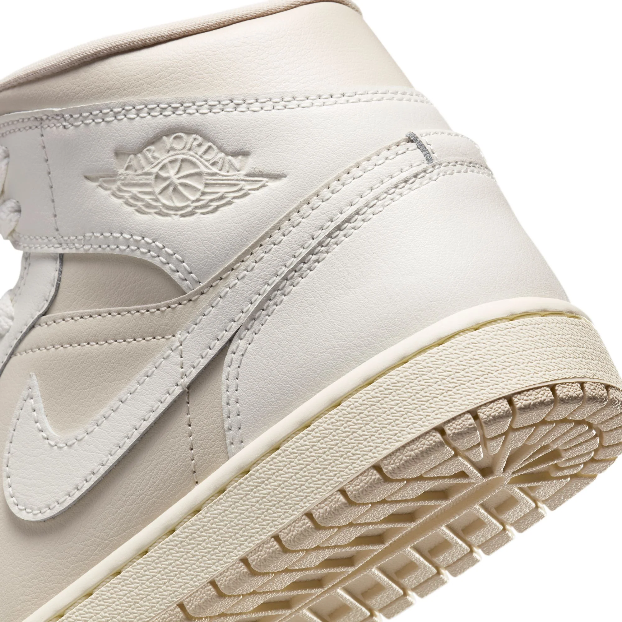 Air Jordan 1 Womens Mid "White/Light Tan" Shoes - Image 4