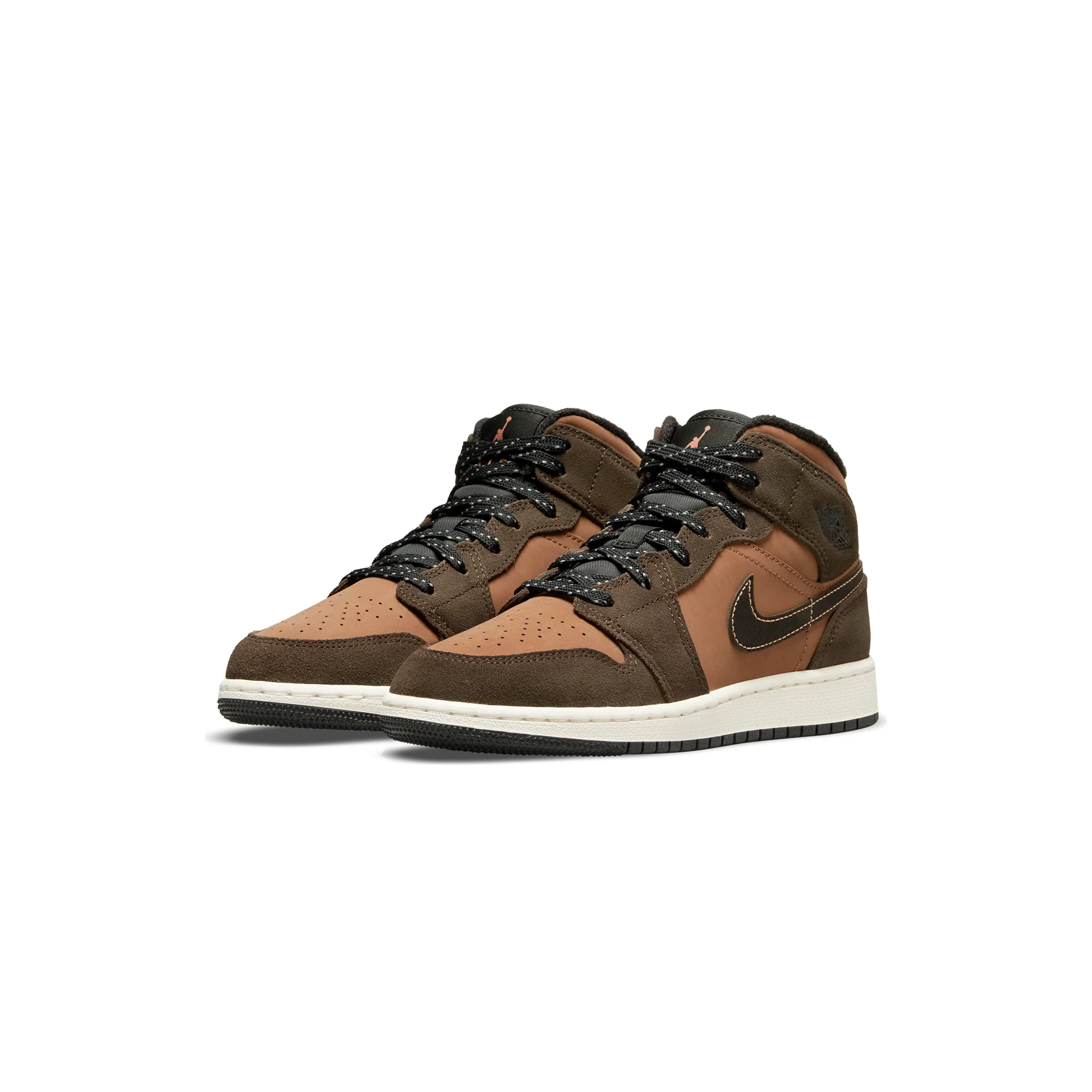 Air Jordan Kids 1 Mid SE Shoes 'Dark Chocolate' - Image 2