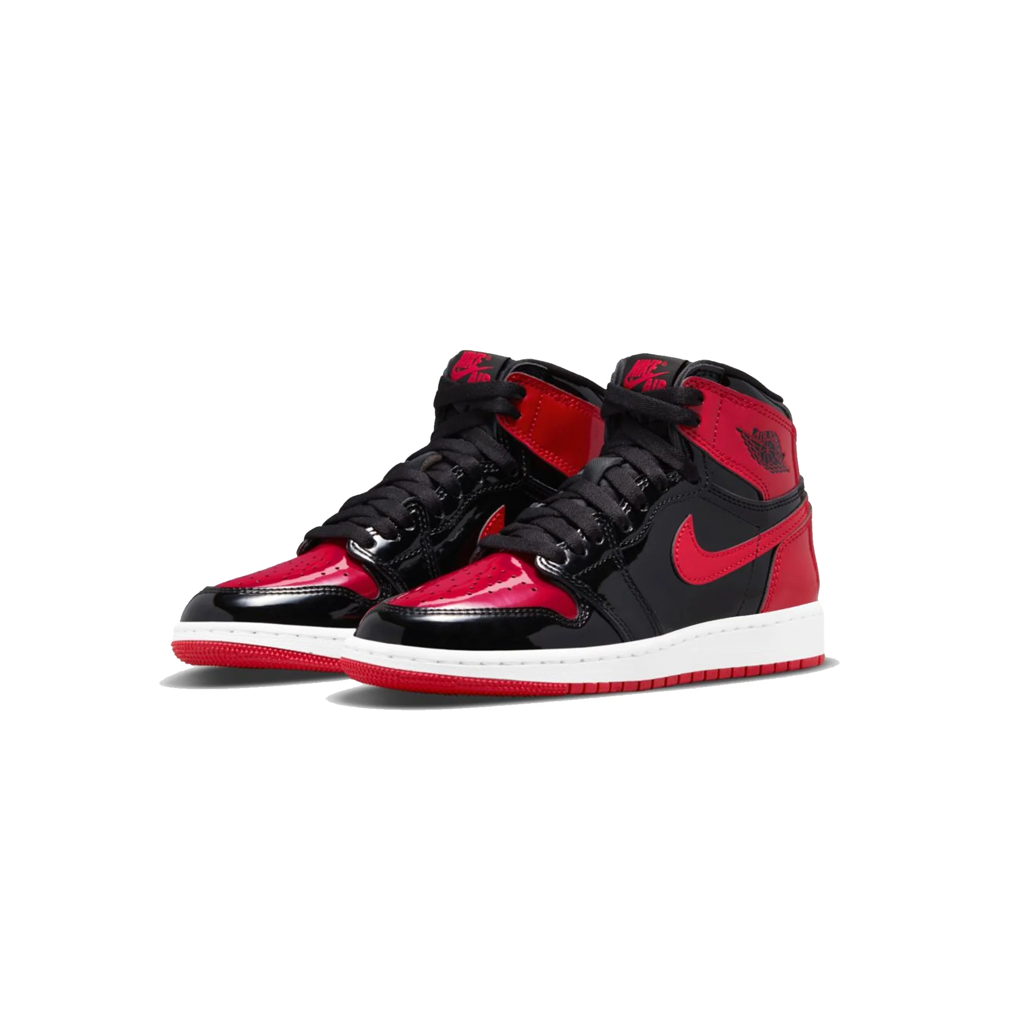 Air Jordan Kids 1 Retro High OG GS Patent Bred Shoes - Image 2