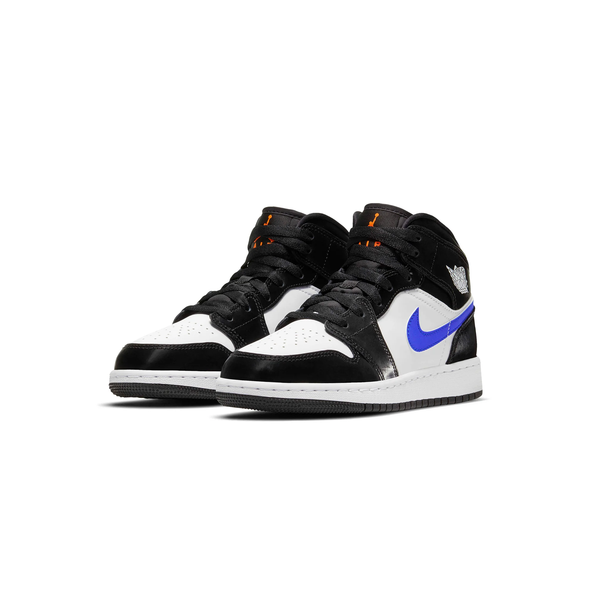 Air Jordan 1 Youth Mid 'Black Racer Blue' Shoes - Image 2