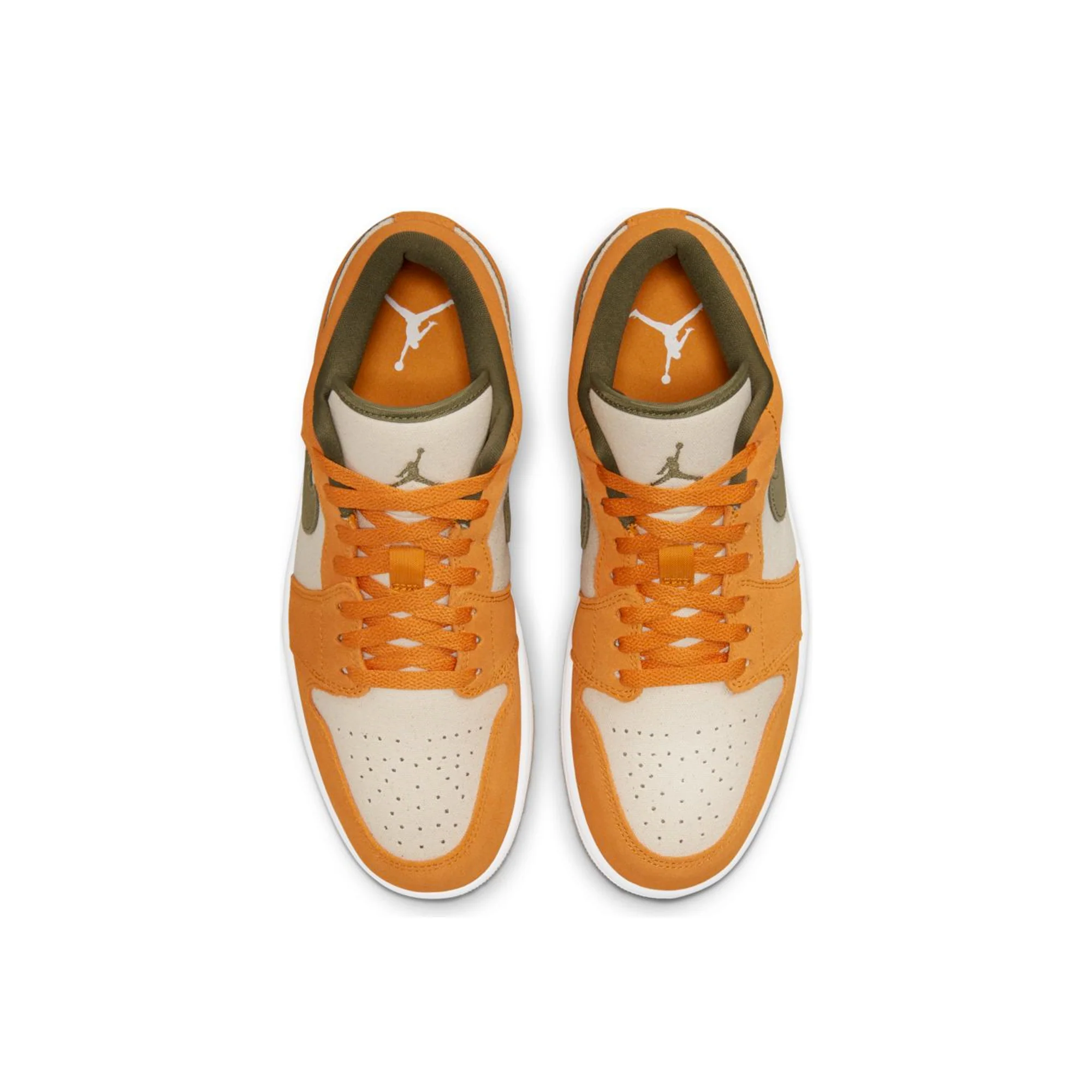 Air Jordan Mens 1 Low SE Shoes 'White/Medium Olive' - Image 4