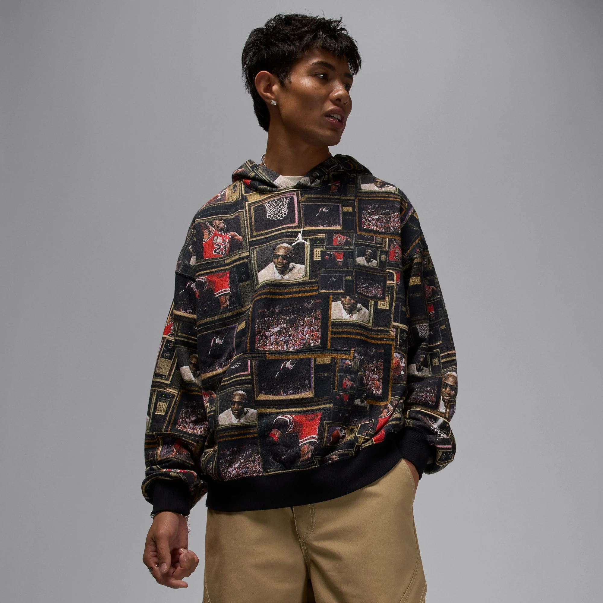 Air Jordan Mens Brooklyn Fleece Printed Pullover Hoodie - Image 2