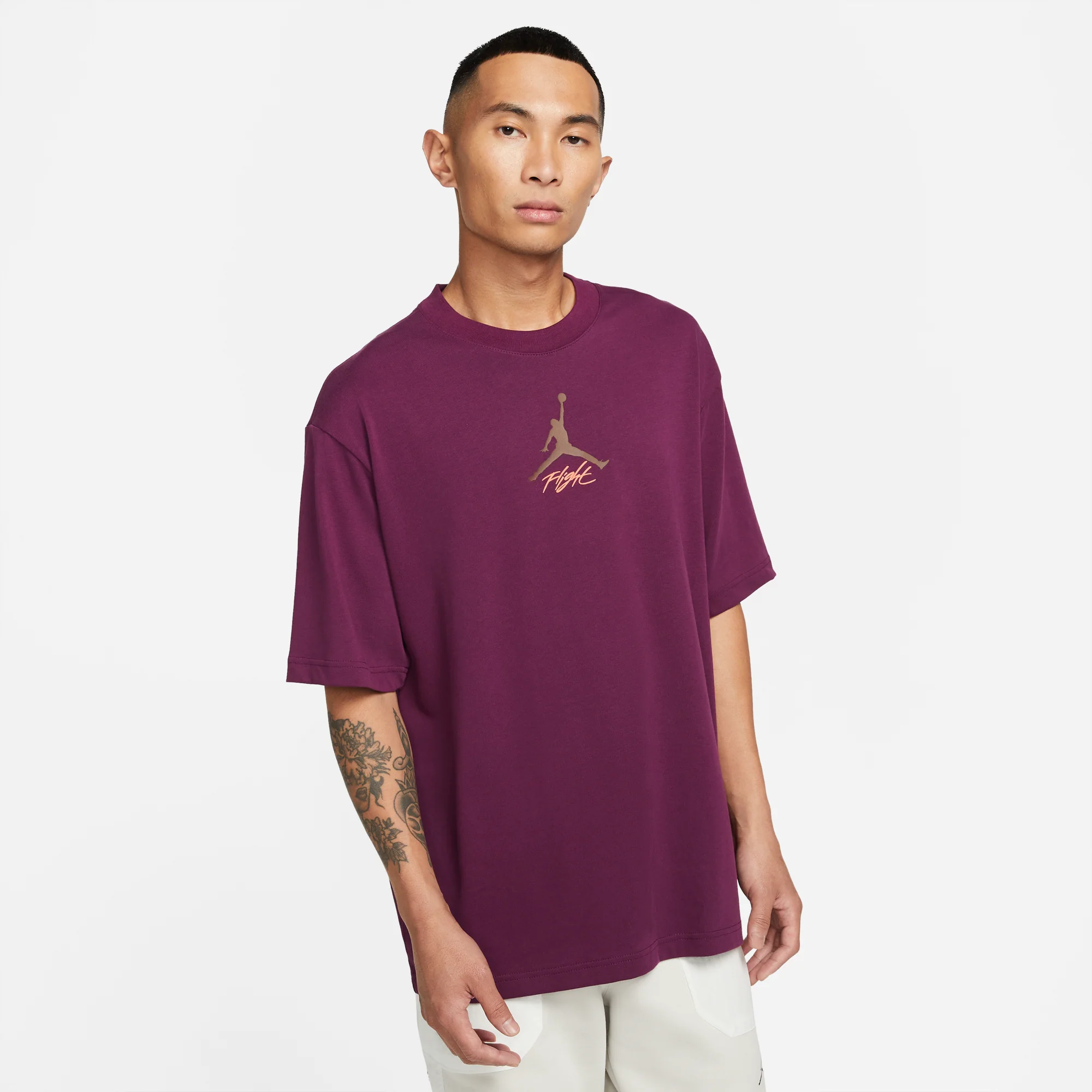 Air Jordan Mens Flight Heritage Tshirt 'Bordeaux' - Image 3