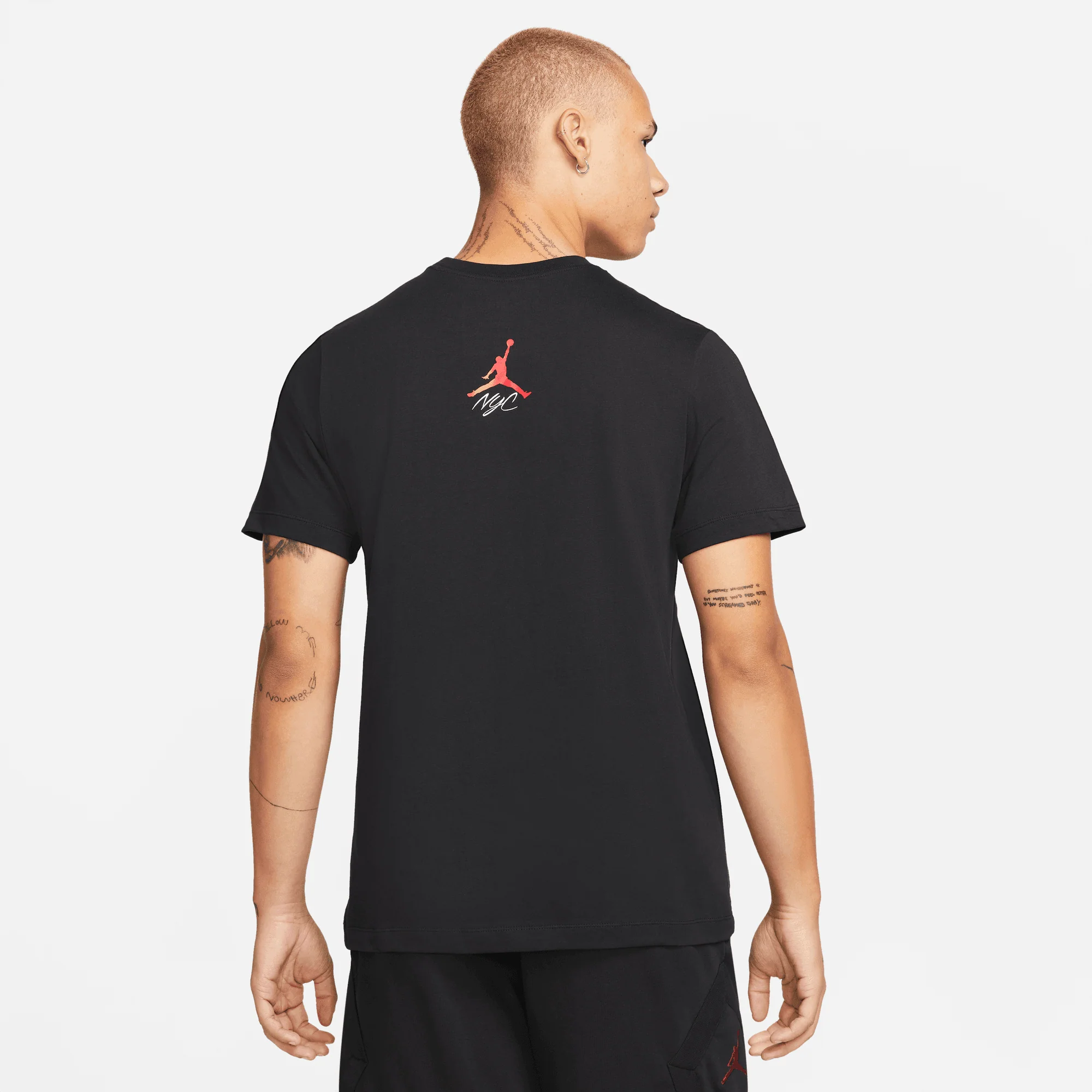 Air Jordan Mens "New York" Stencil T-Shirt 'Black' - Image 3