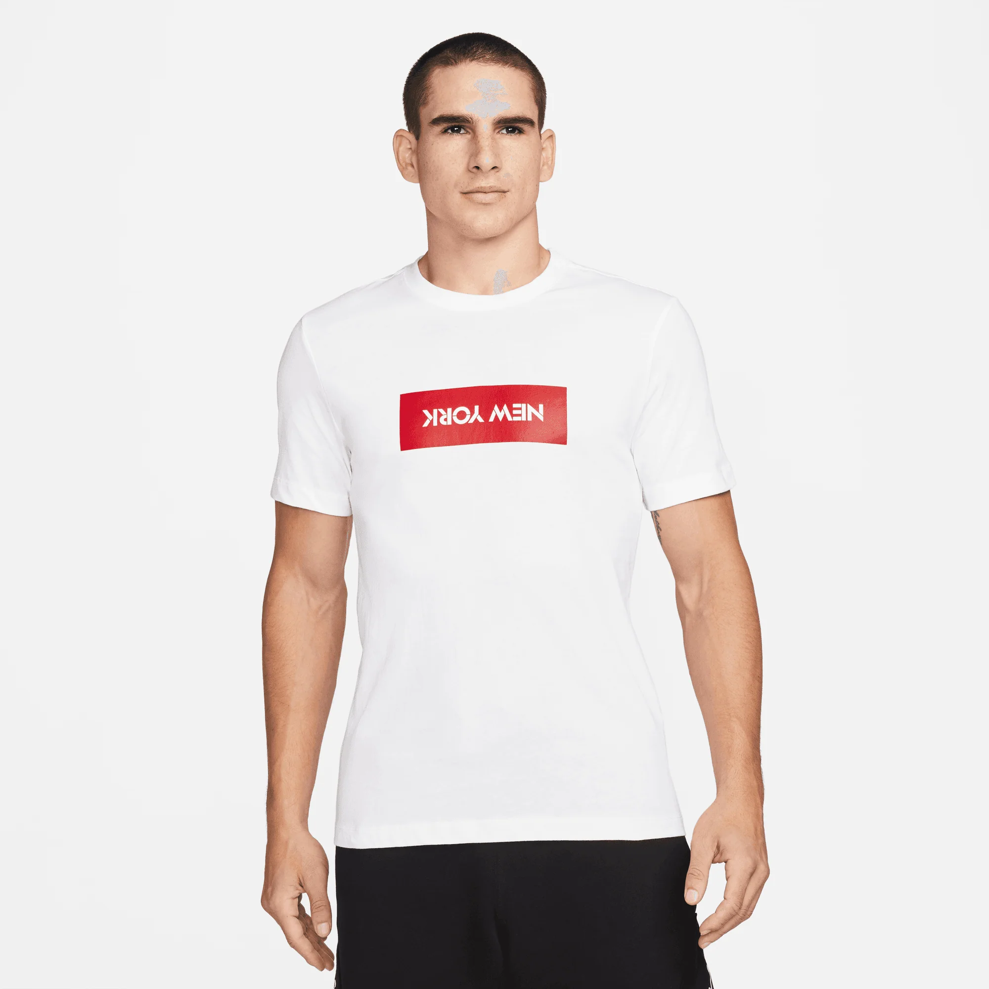 Air Jordan Mens "New York" Stencil T-Shirt 'White' - Image 3