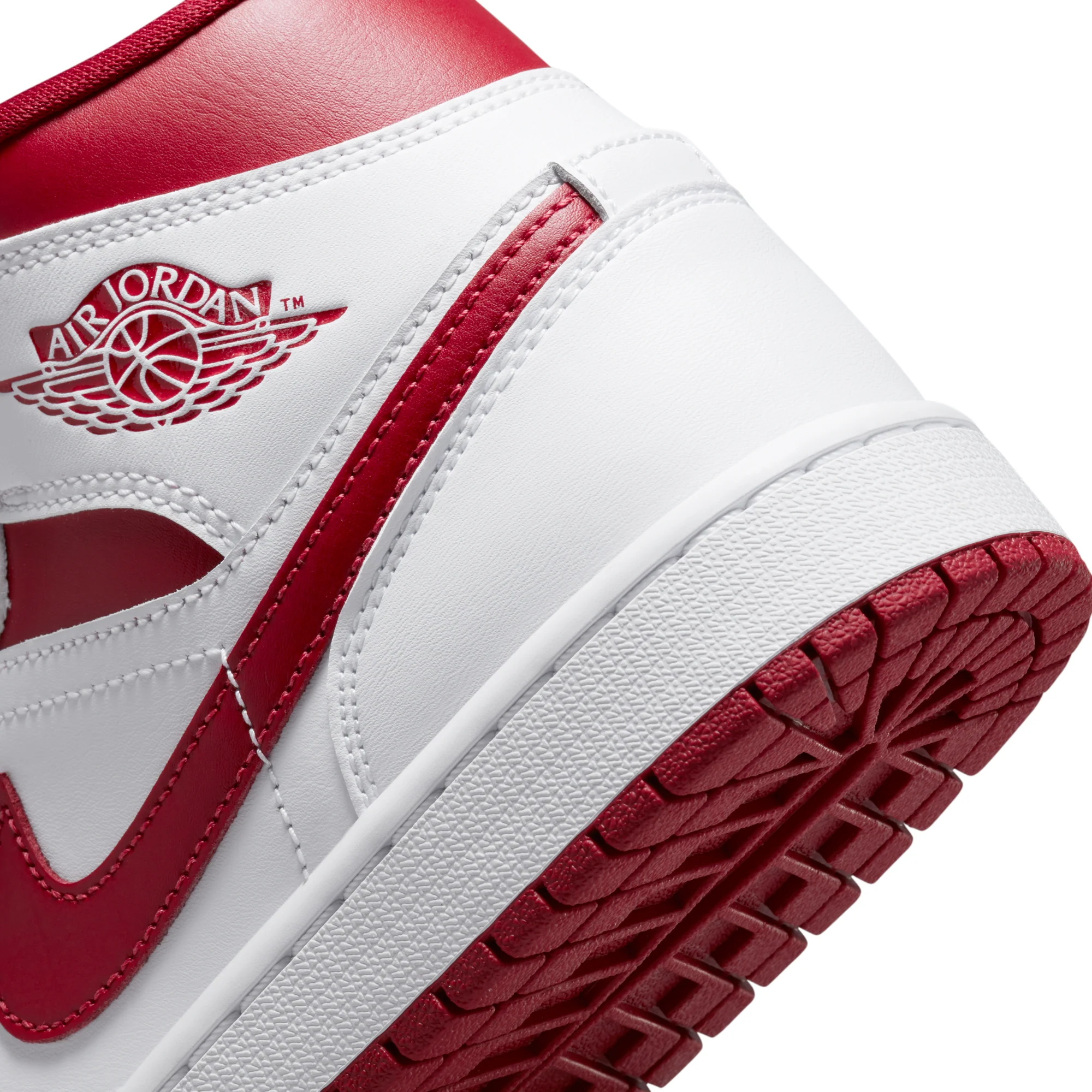Air Jordan Womens 1 Mid Shoes 'White/Pomegranate' - Image 4