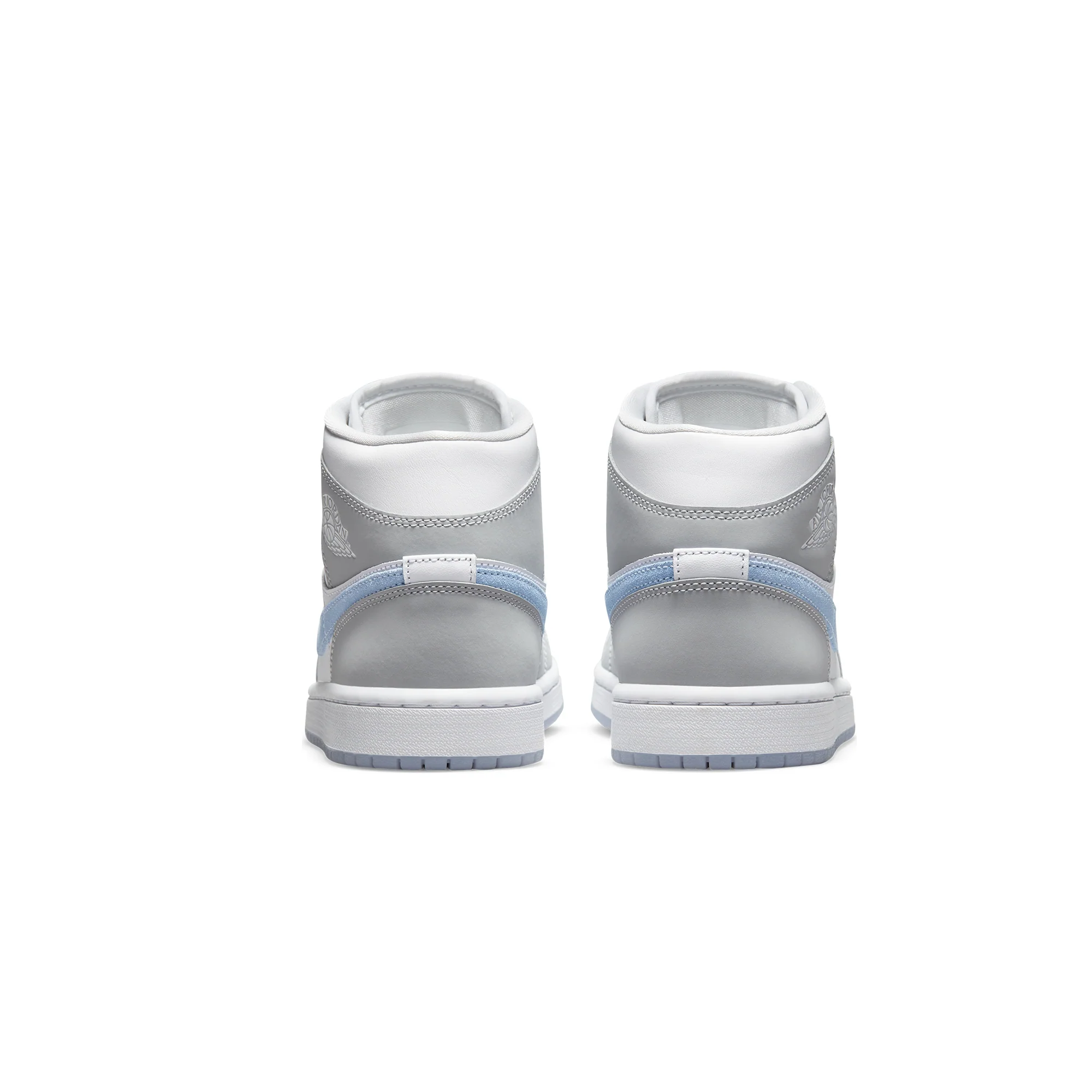 Air Jordan Womens 1 Mid Shoes White/Aluminum/Wolf Grey - Image 3