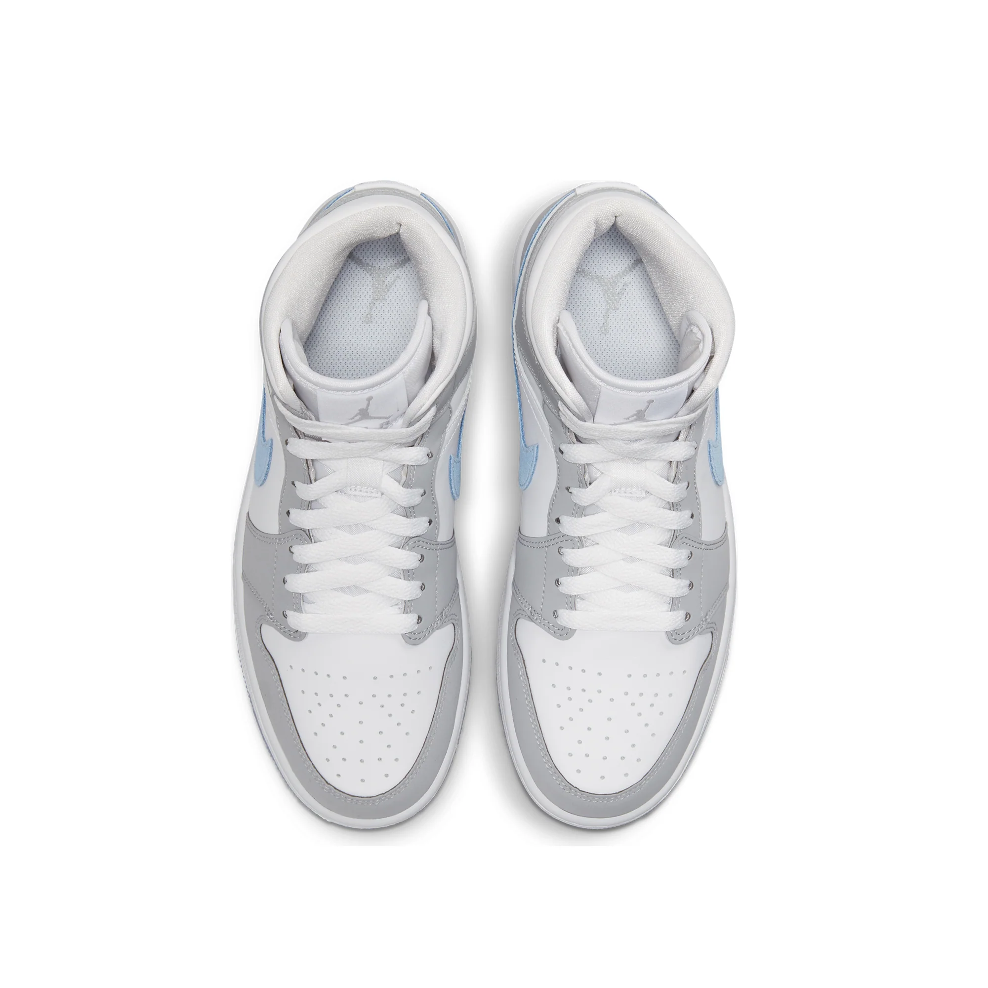Air Jordan Womens 1 Mid Shoes White/Aluminum/Wolf Grey - Image 4