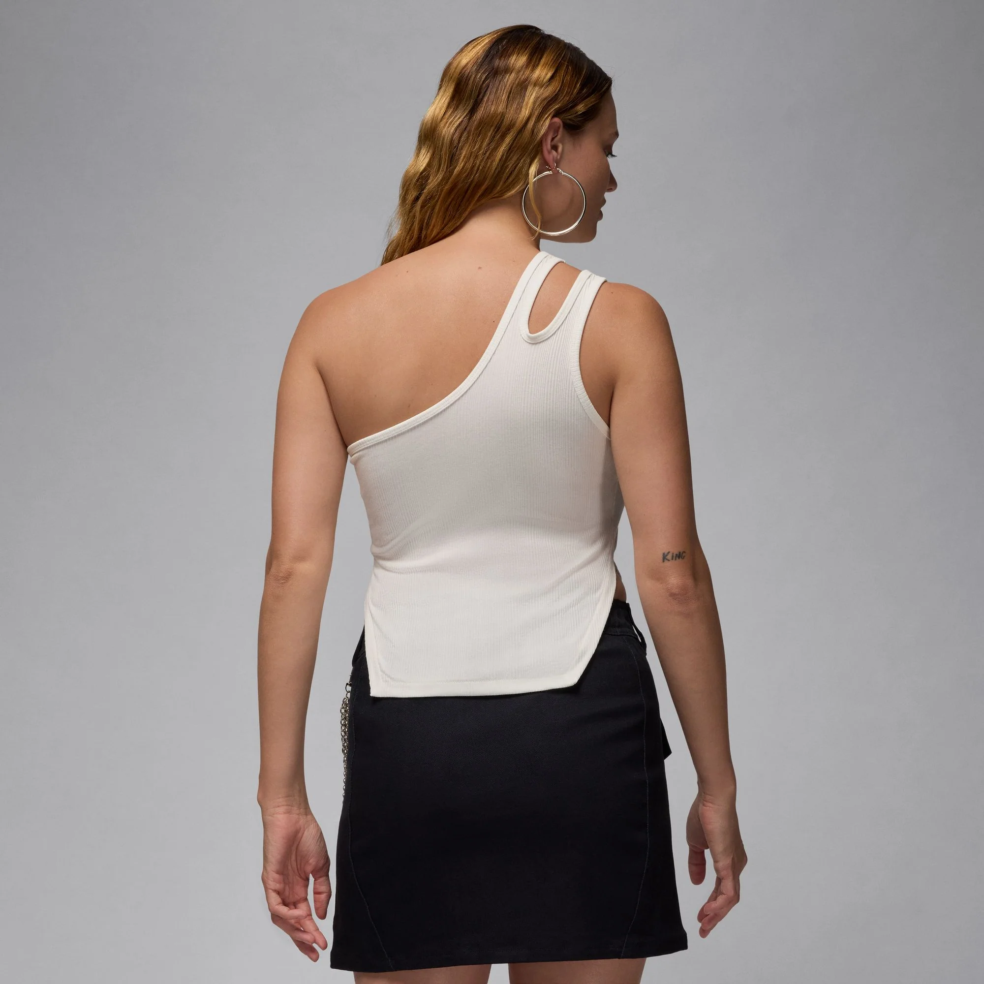 Air Jordan Womens Asymmetrical Ribbed Tank Top - Image 3