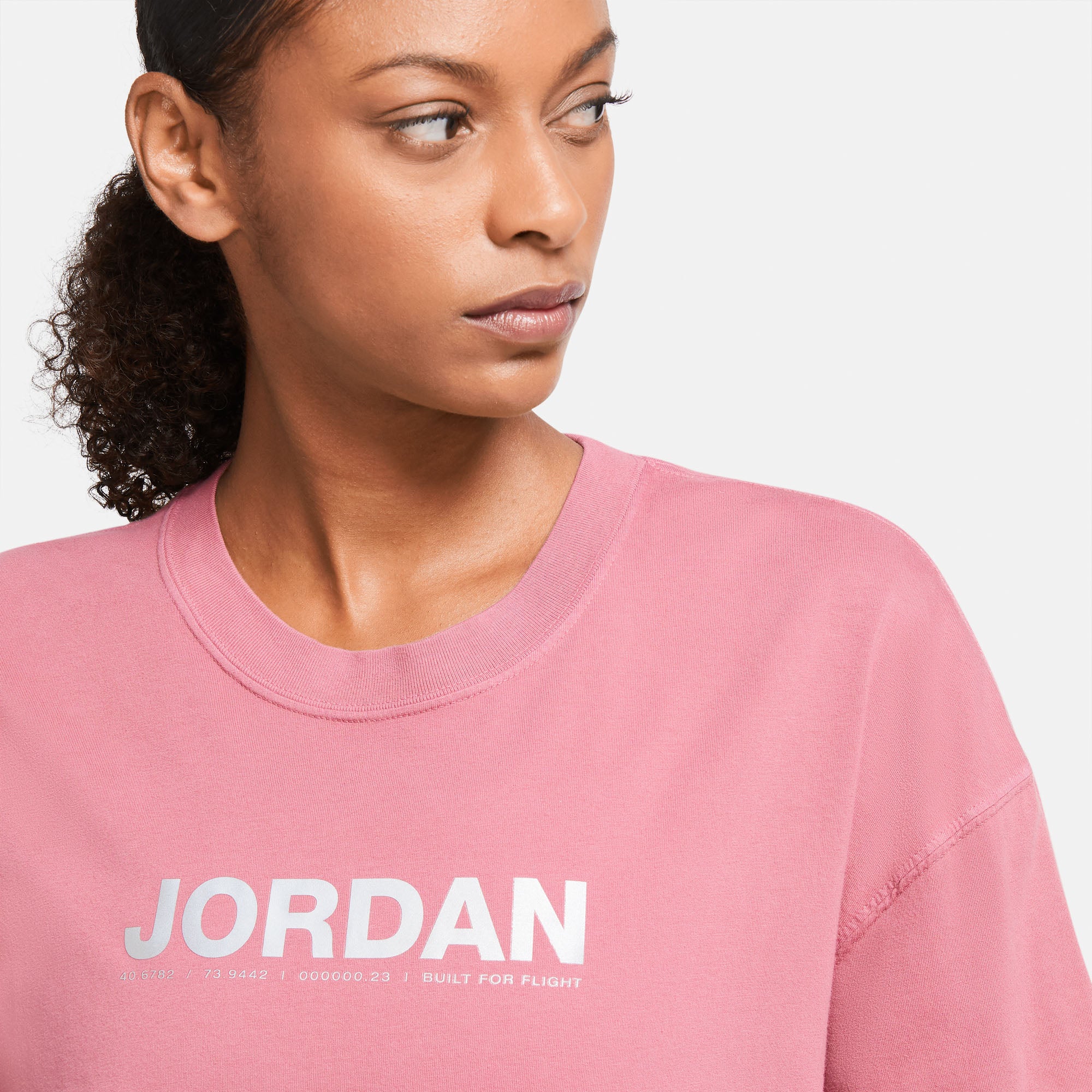 Air Jordan Womens Oversize Pink Short-Sleeve Tee - Image 3