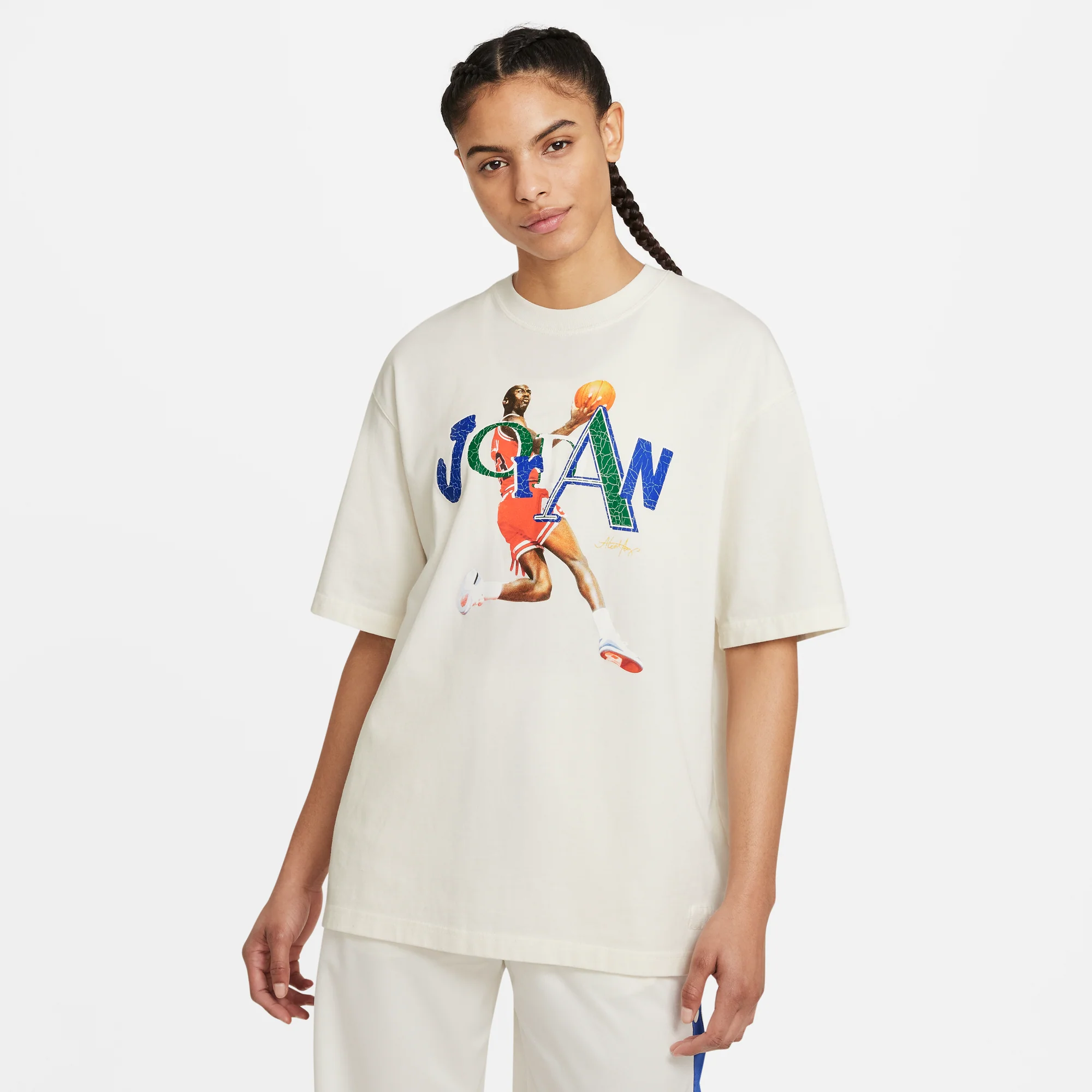 Air Jordan x Aleali May Womens Short Sleeve T-Shirt "Sail' - Image 3