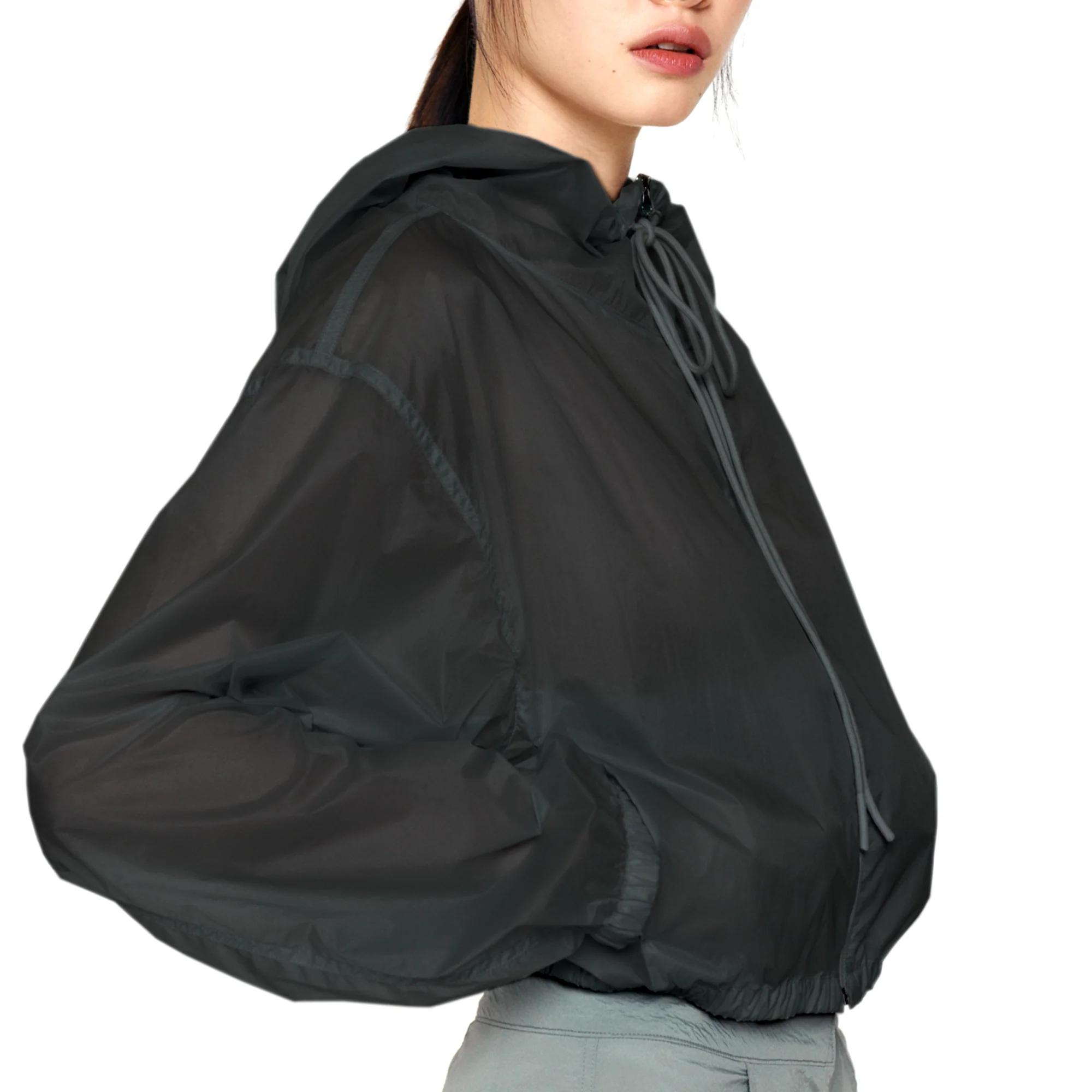 Amomento Womens Reversible Shirring Crop Hooded Jumper - Image 2