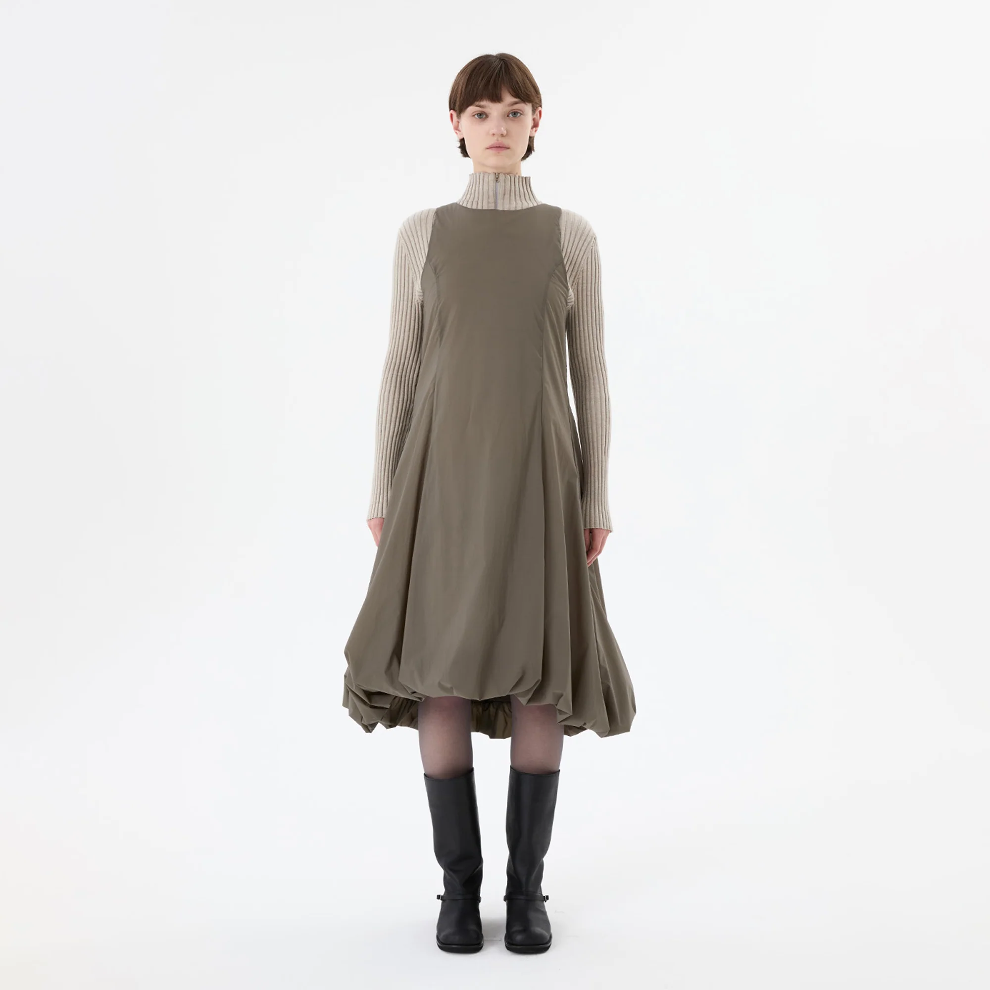 Amomento Womens Ribbed High Neck Zip Up - Image 4