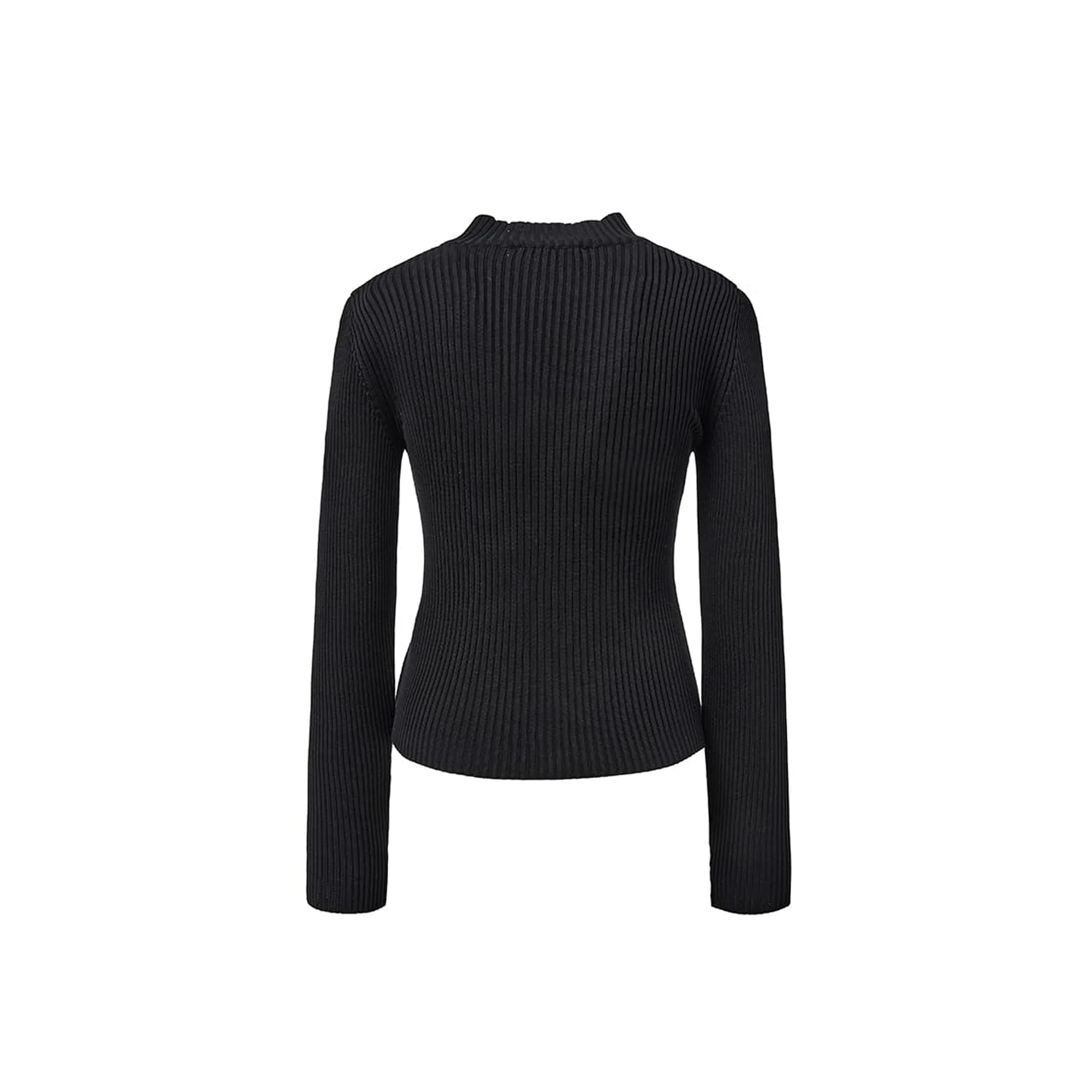 Amomento Womens Ribbed Mock Neck Cardigan - Image 2