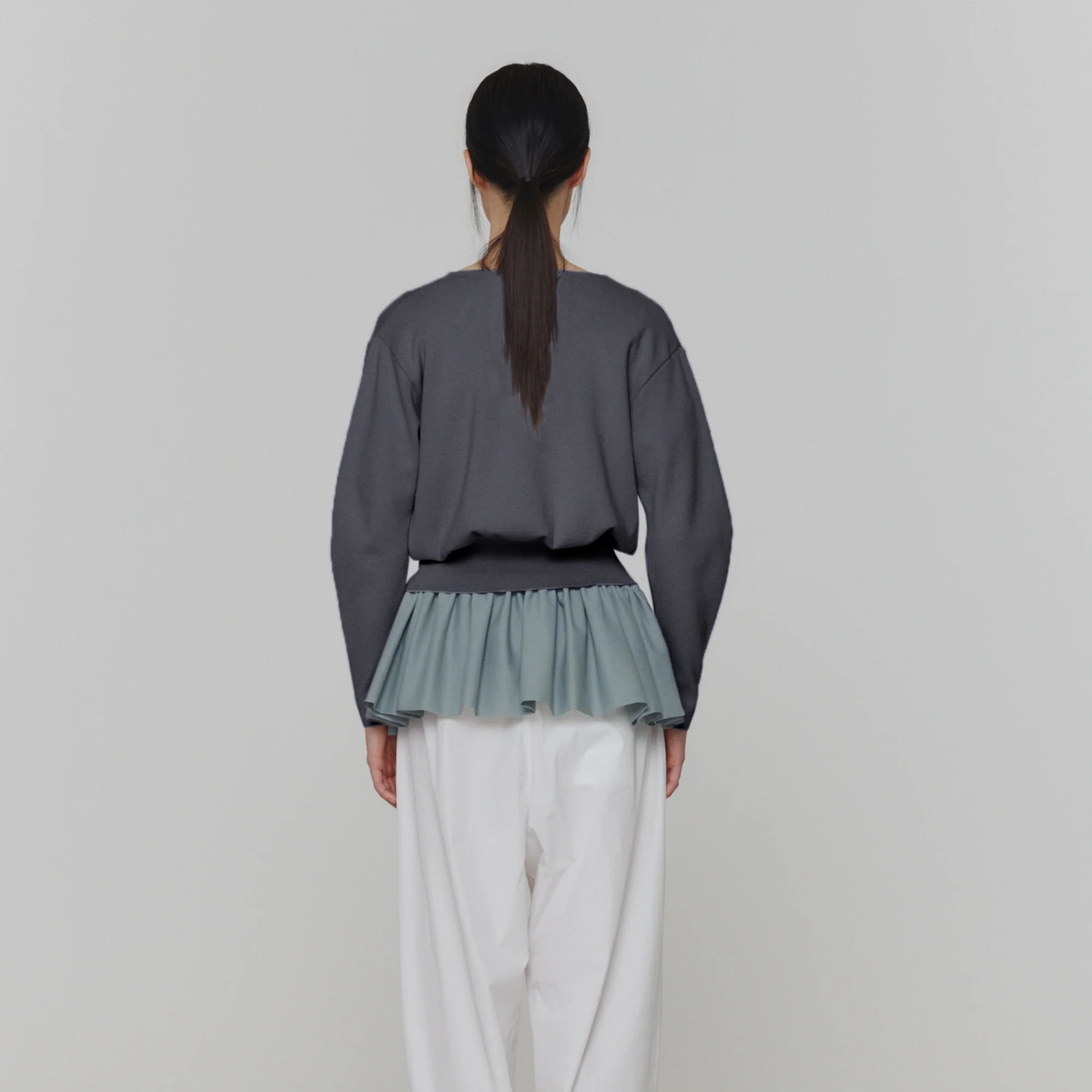 Amomento Womens Round Sleeve Shirred Cardigan - Image 3