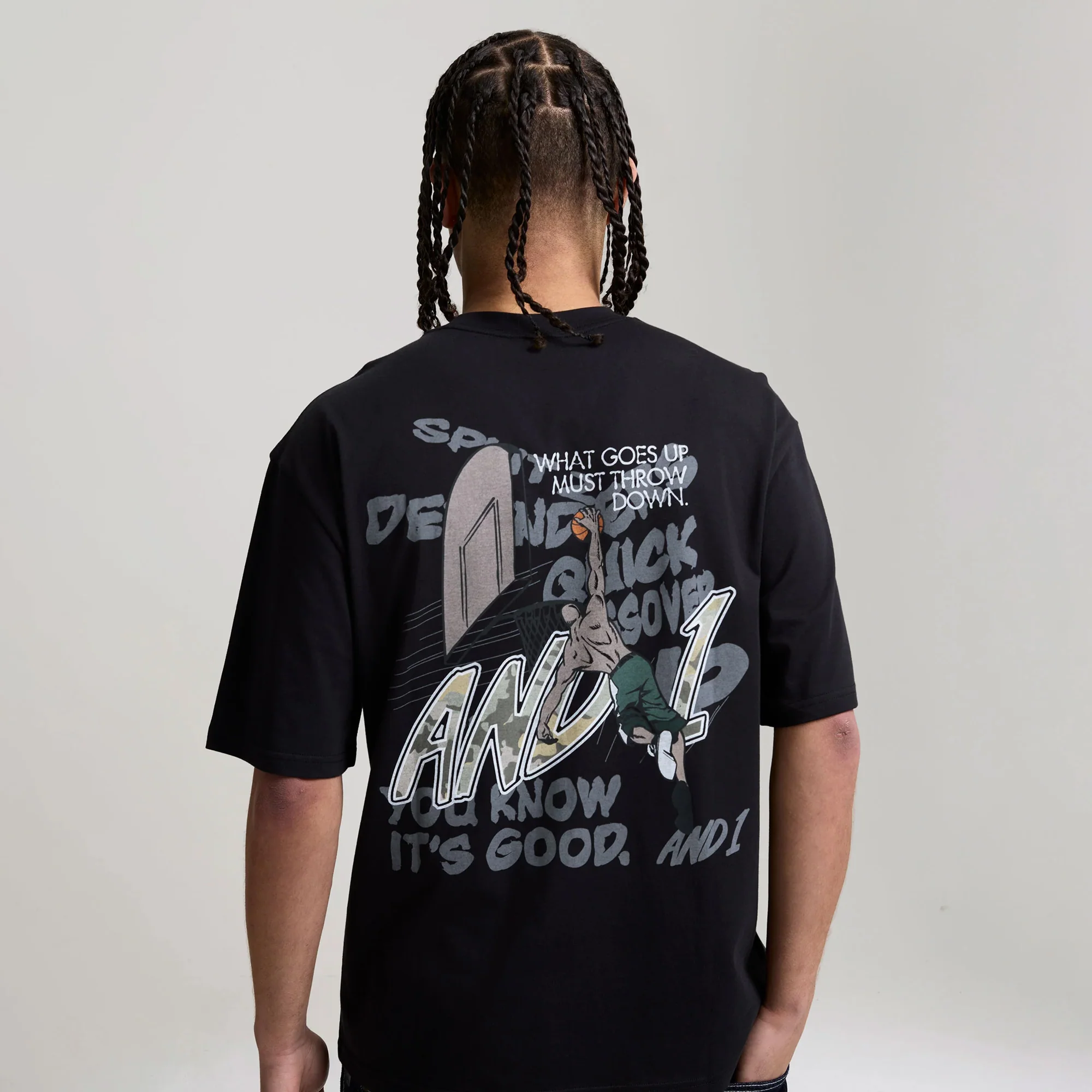 AND1 Mens Camo Dunk Oversized Graphic Tee - Image 2