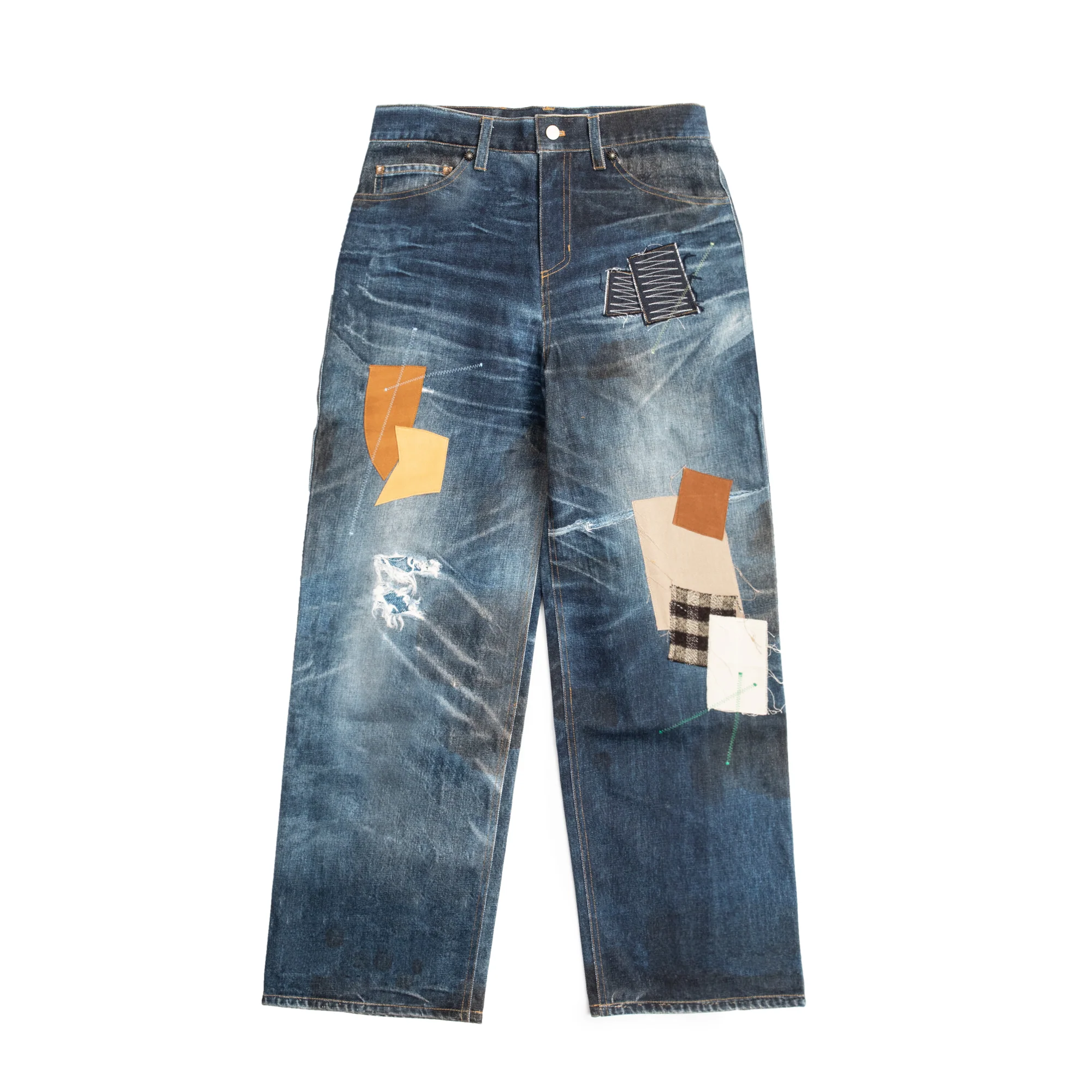 Andersson Bell Mens Patchwork Printed Denim Trompe L'oeil Jeans