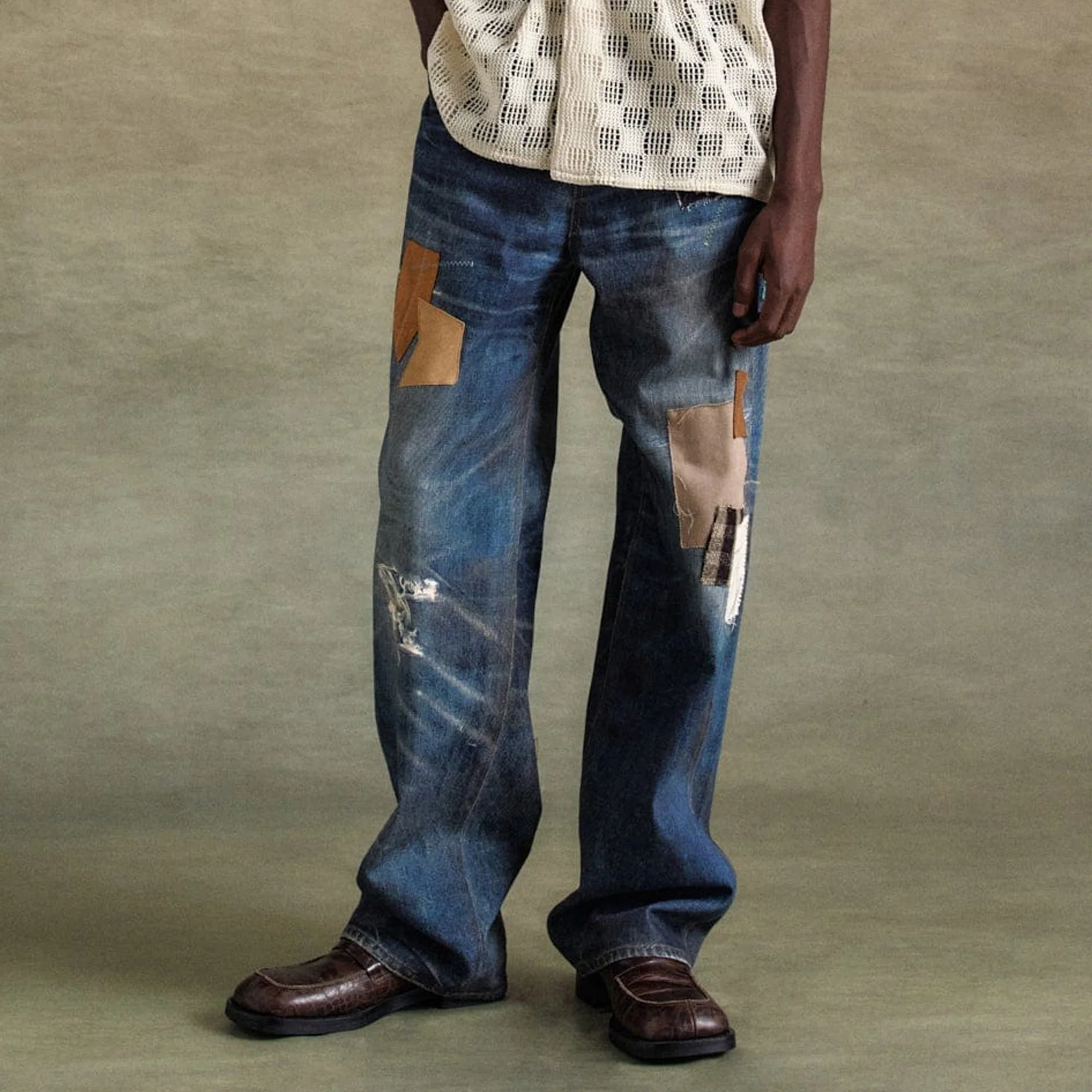 Andersson Bell Mens Patchwork Printed Denim Trompe L'oeil Jeans - Image 2