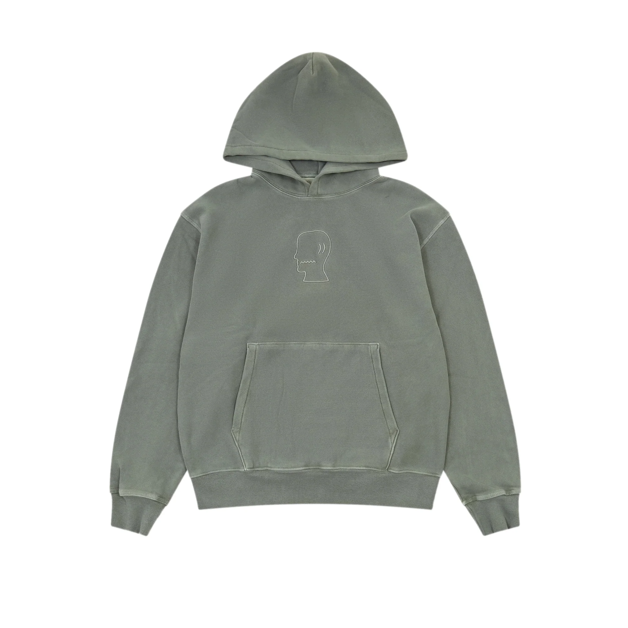 Brain Dead Mens 3D Embroidered Logohead Garment Dyed Hoodie