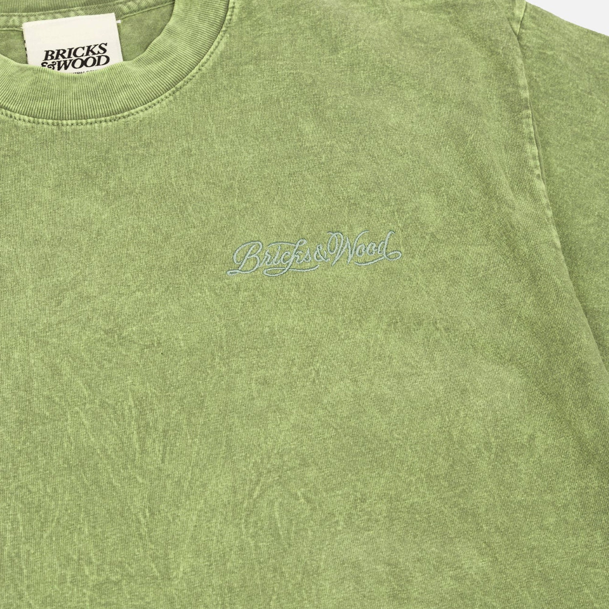 Bricks & Wood Mens Script Logo Mineral Wash SS Tee - Image 2