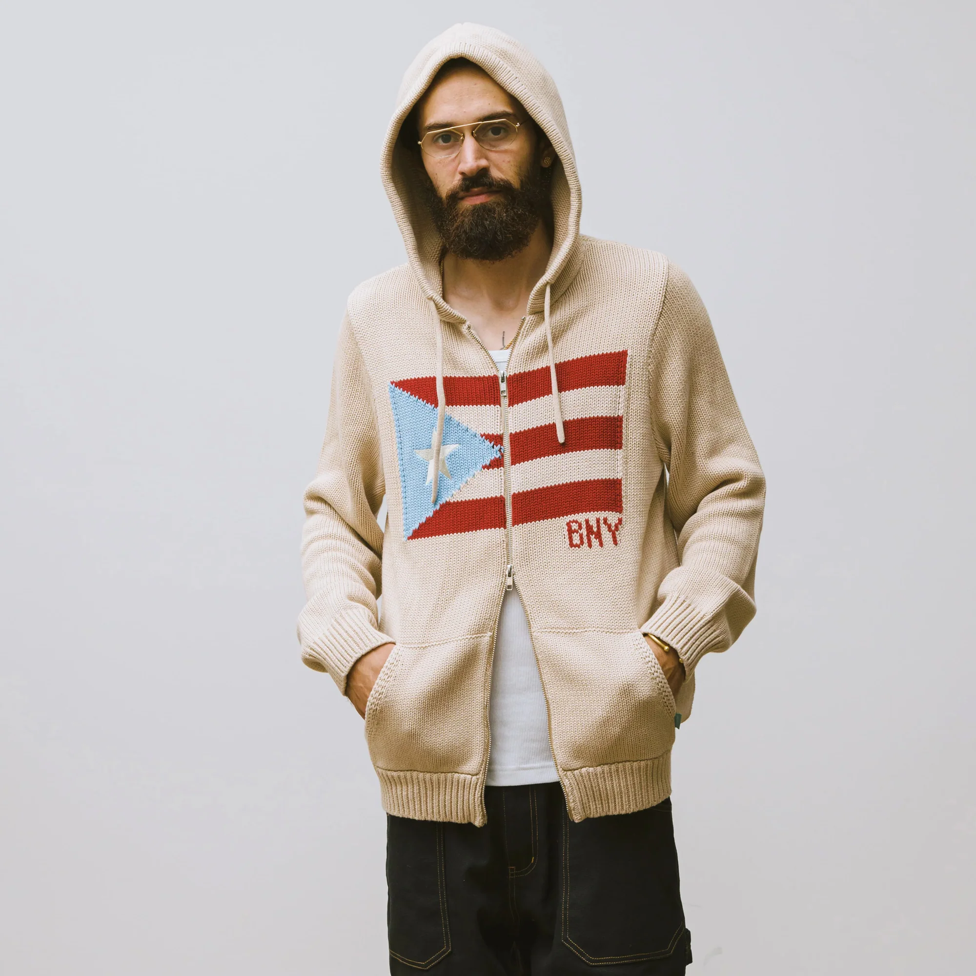Brigade Mens El Padre Zip Knit Hoodie - Image 3
