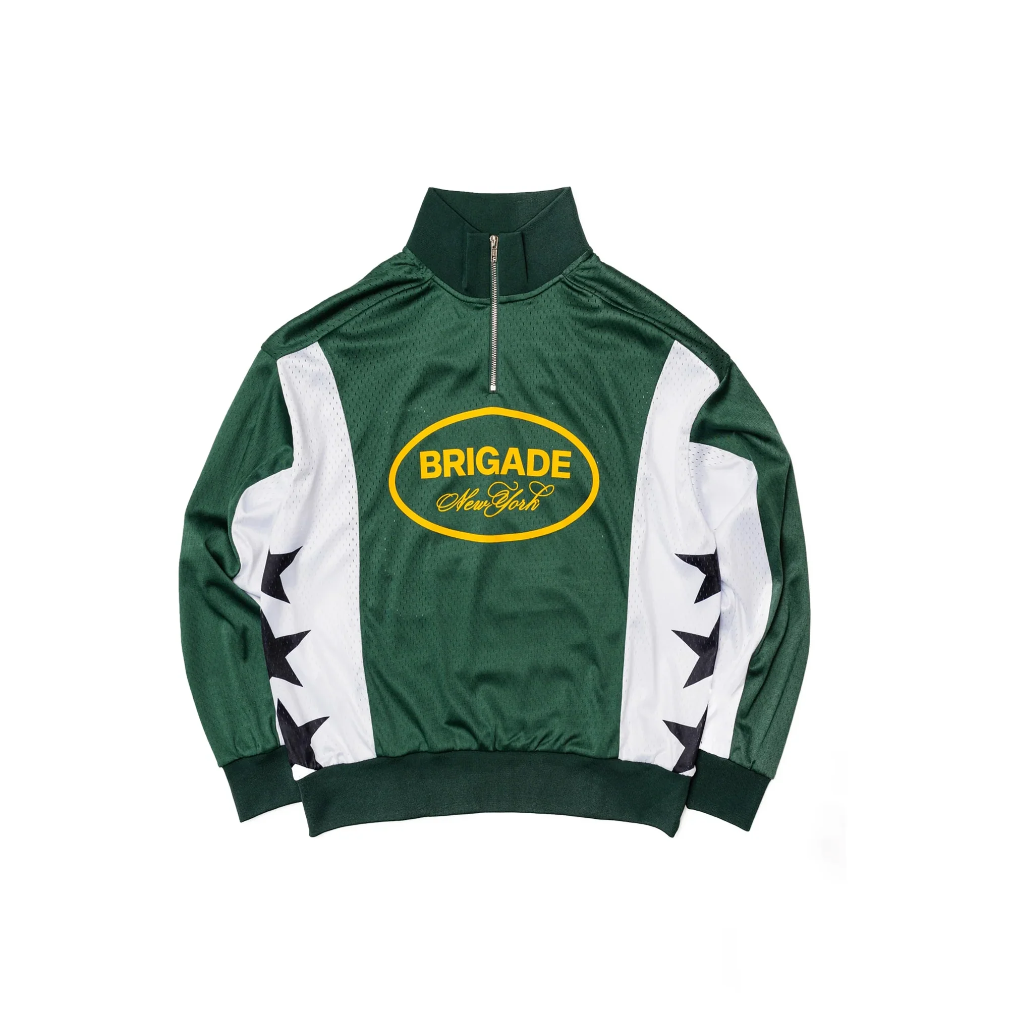 Brigade Mens Green Quarter Zip Motocross Jersey