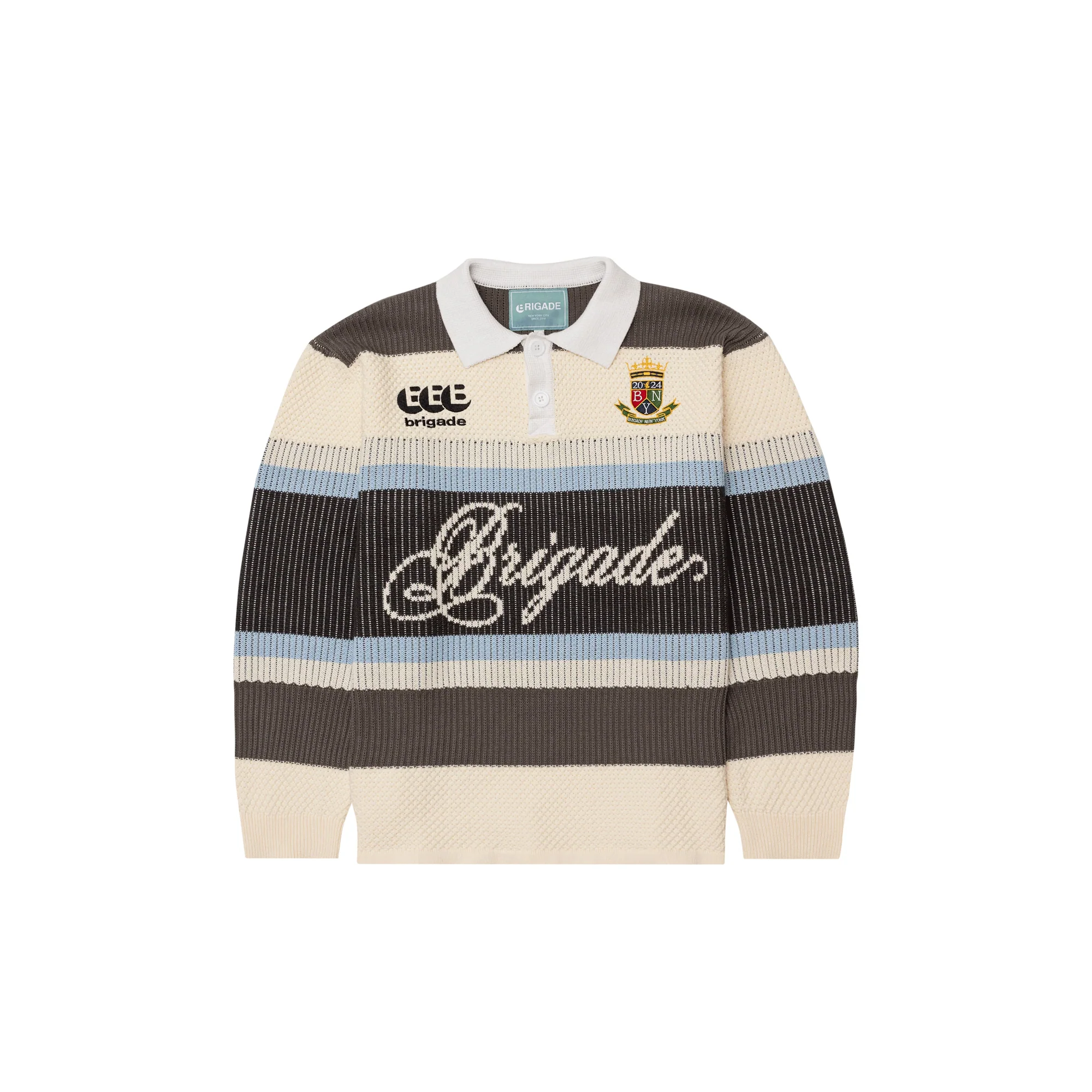 Brigade Mens Knitted Long Sleeve Rugby Shirt
