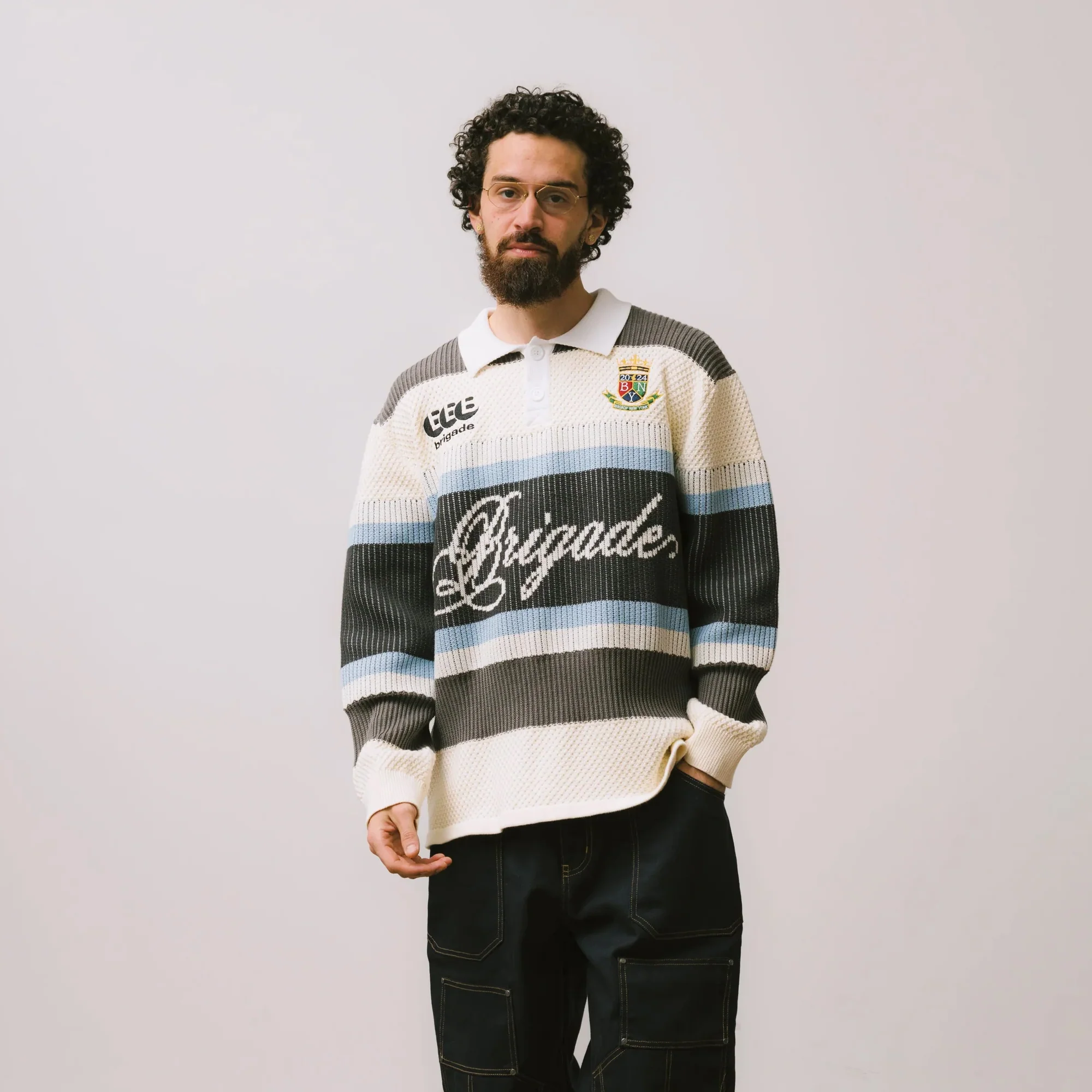 Brigade Mens Knitted Long Sleeve Rugby Shirt - Image 2