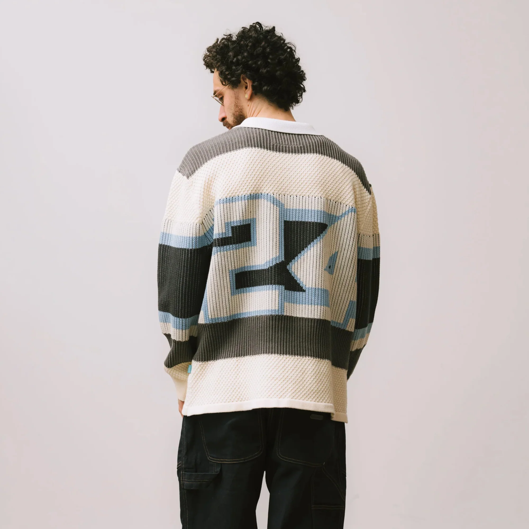 Brigade Mens Knitted Long Sleeve Rugby Shirt - Image 3