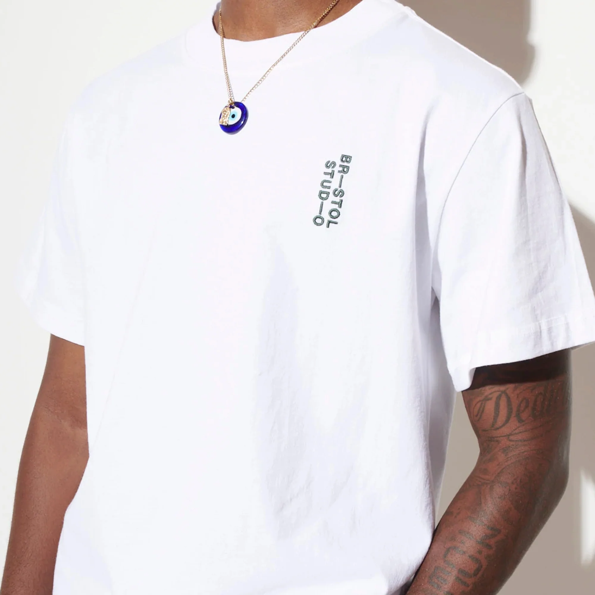 Bristol Studios Mens Signature Team Tee White/Green - Image 4