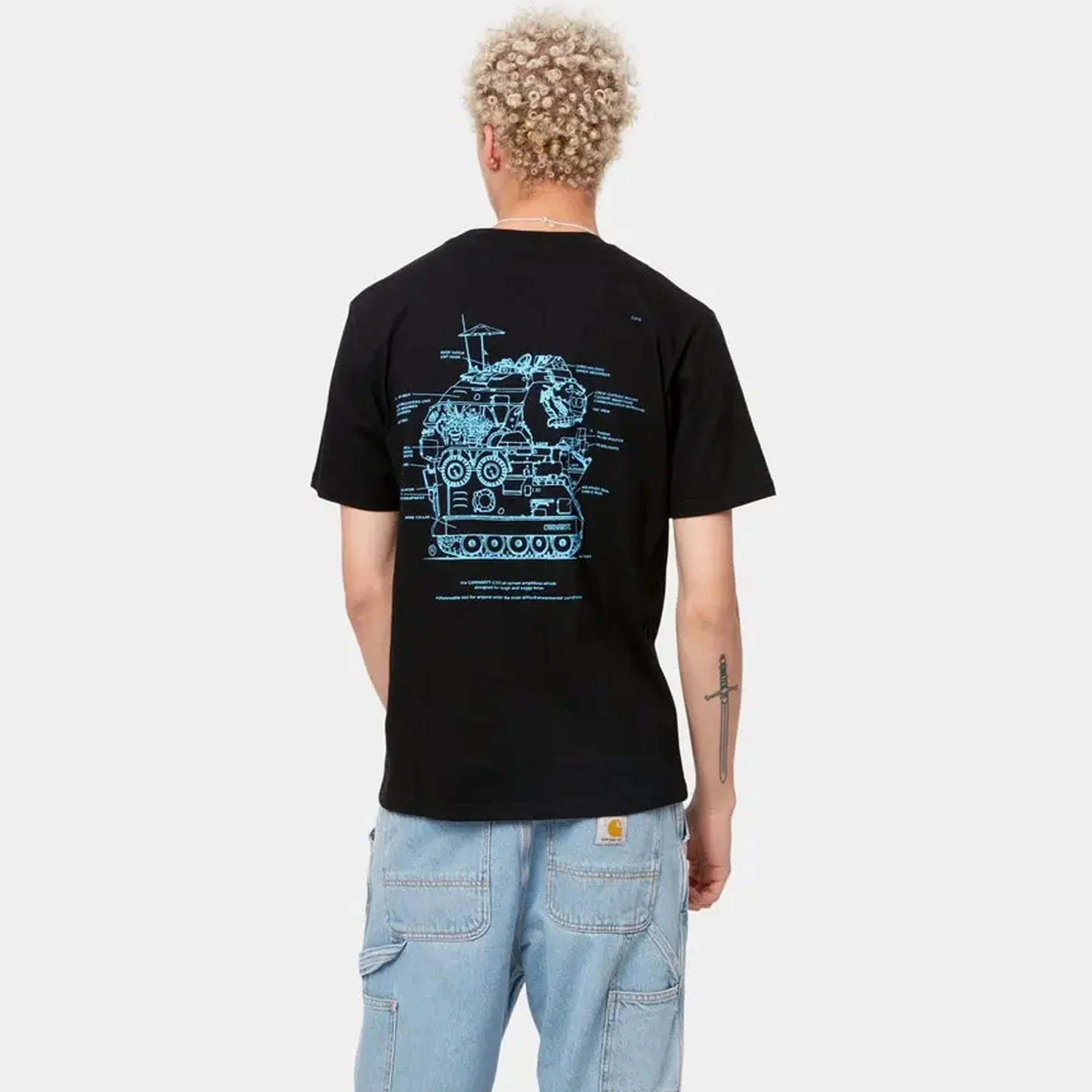 Carhartt WIP Mens Blueprint SS Tee Black - Image 4