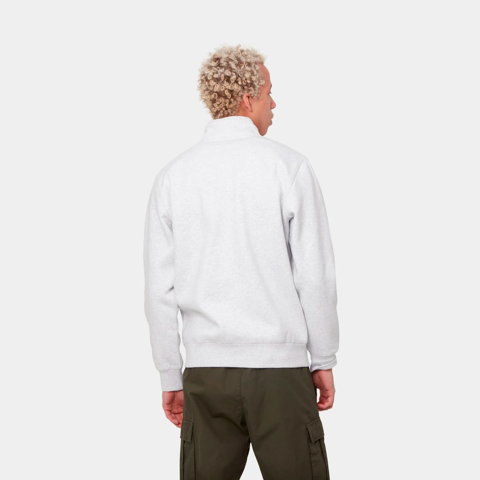 Carhartt WIP Mens Chase Neck Zip Sweater Ash Heather - Image 3