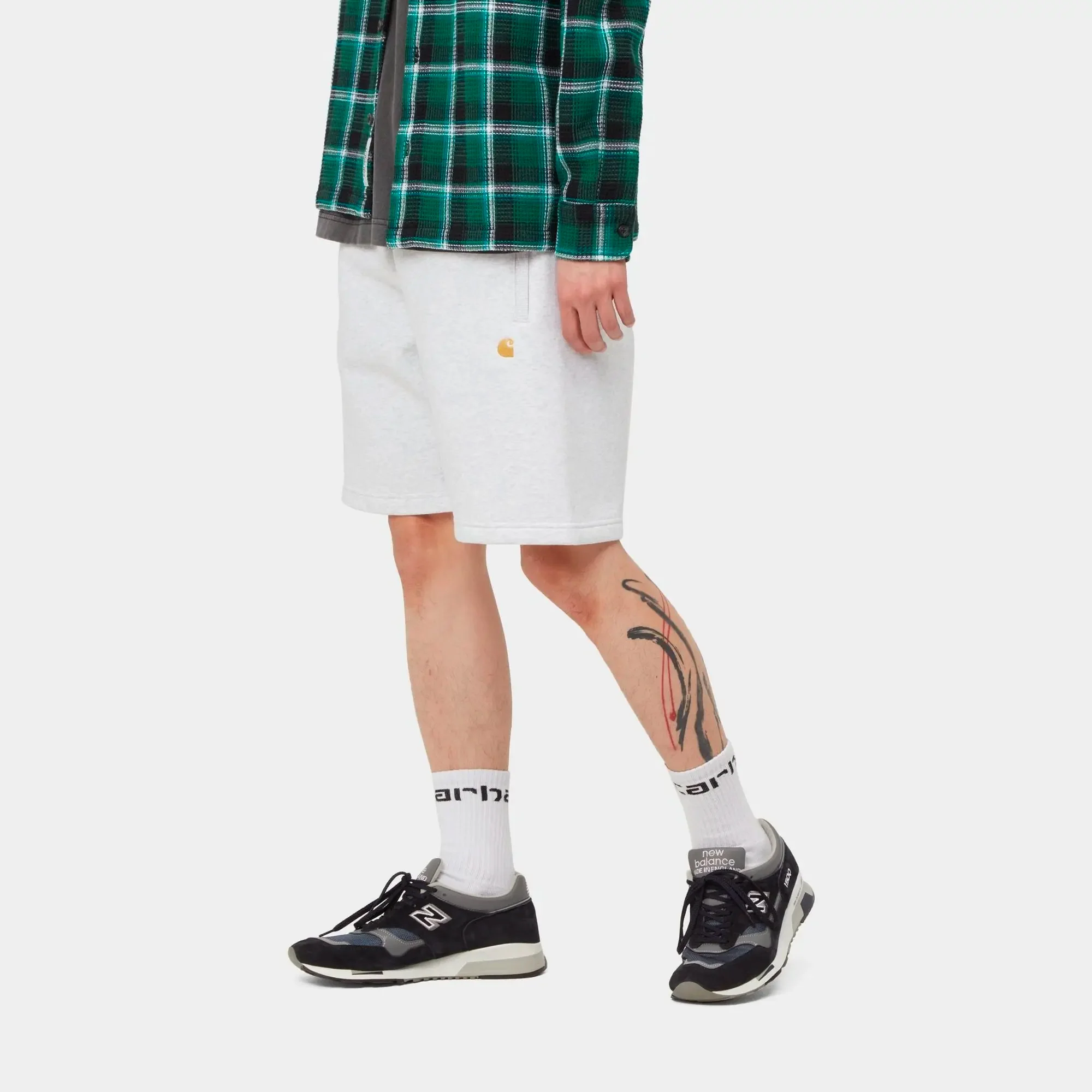 Carhartt WIP Mens Chase Sweat Shorts Ash Heather - Image 2