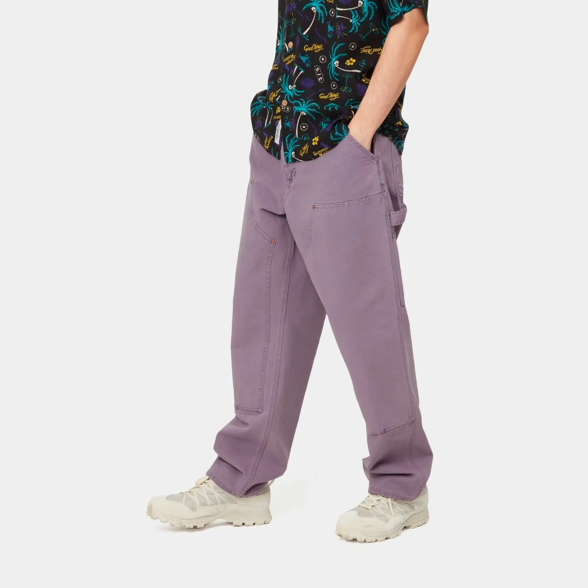 Carhartt WIP Mens Double Knee Pants Razzmic - Image 2