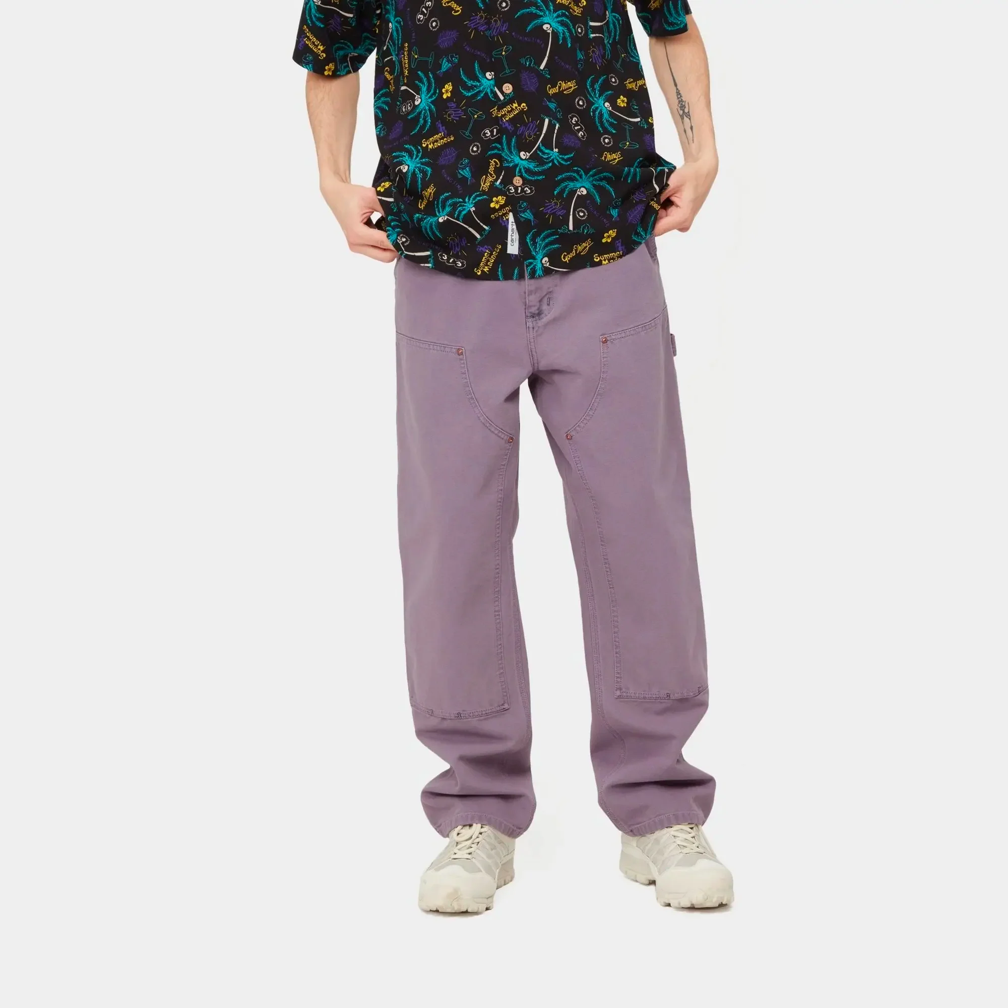 Carhartt WIP Mens Double Knee Pants Razzmic - Image 4