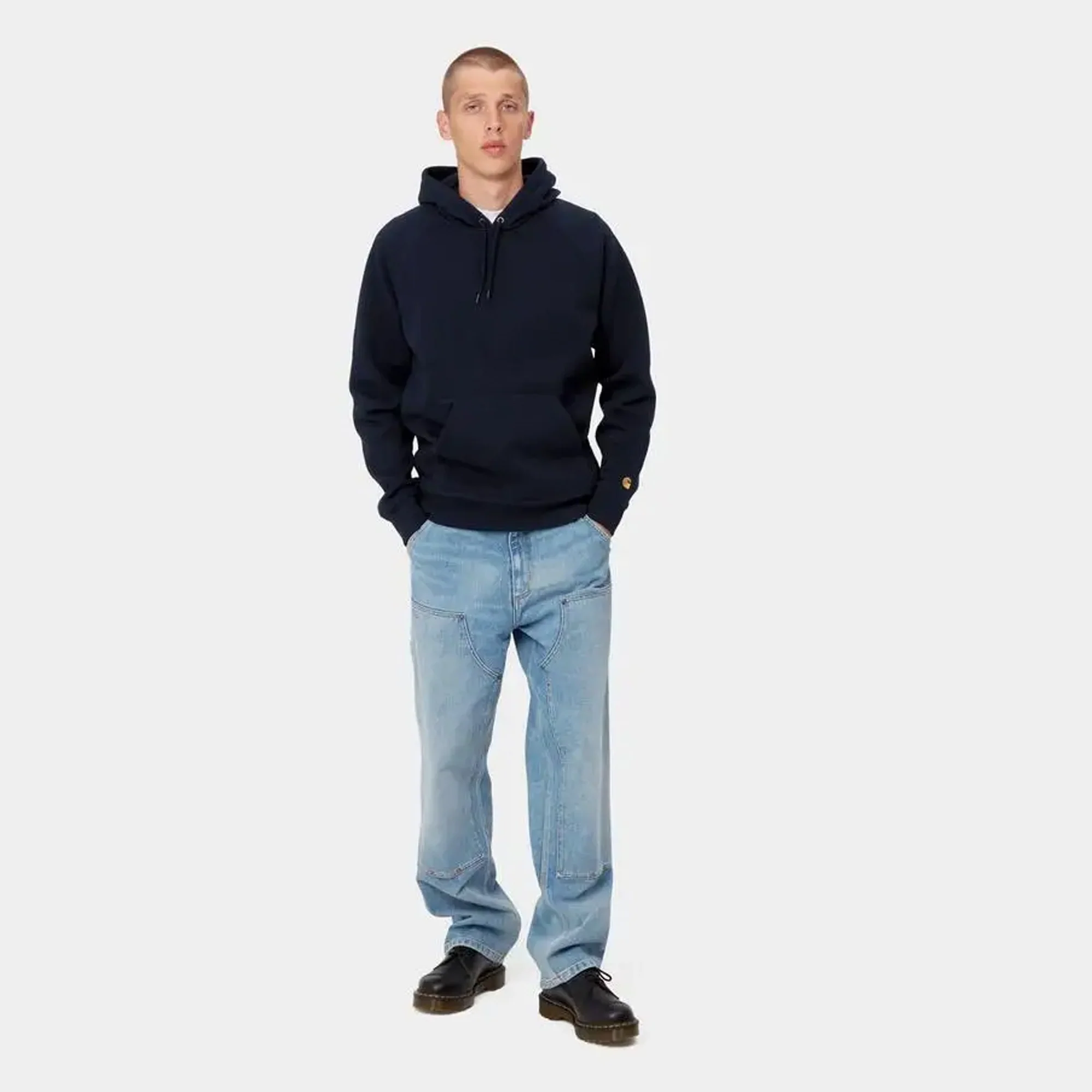 Carhartt WIP Mens Hooded Chase Sweatshirt 'Dark Navy' - Image 2