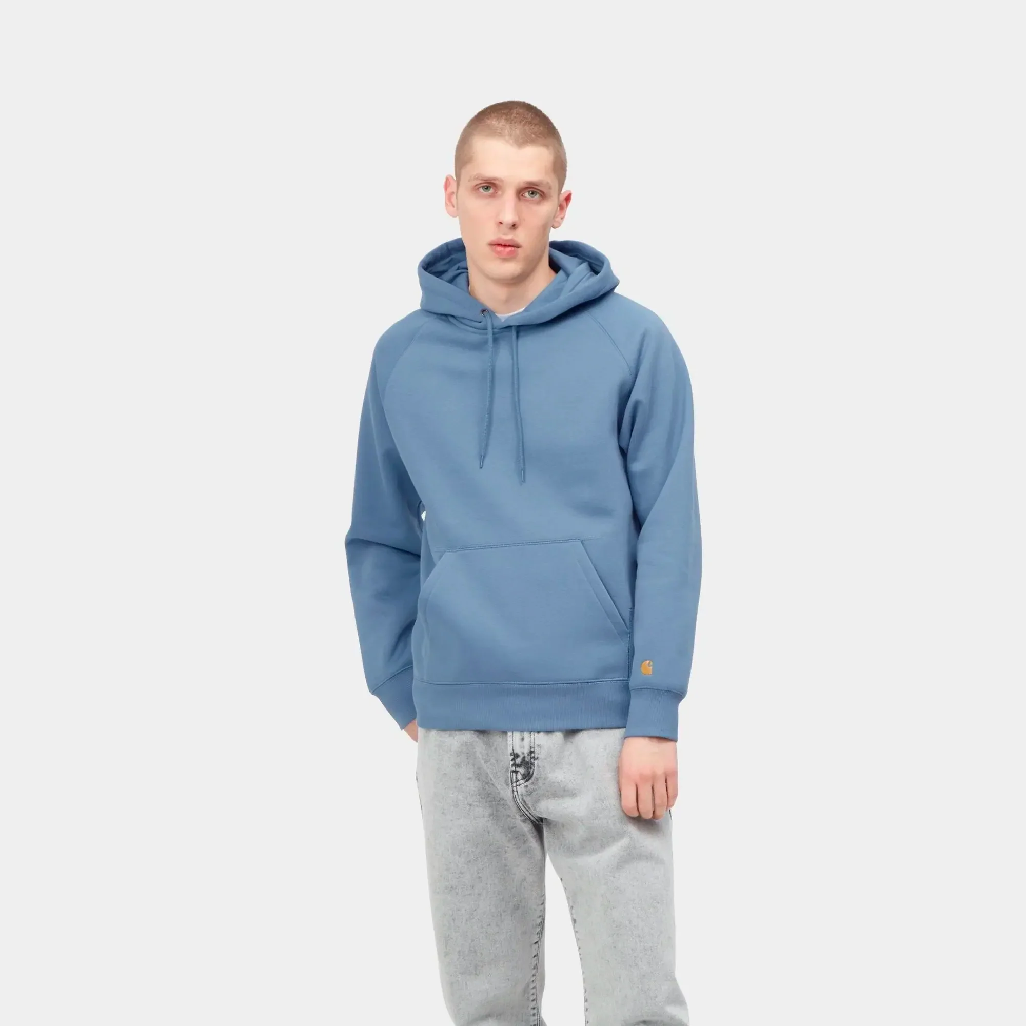 Carhartt WIP Mens Chase Hoodie Icy Water - Image 3