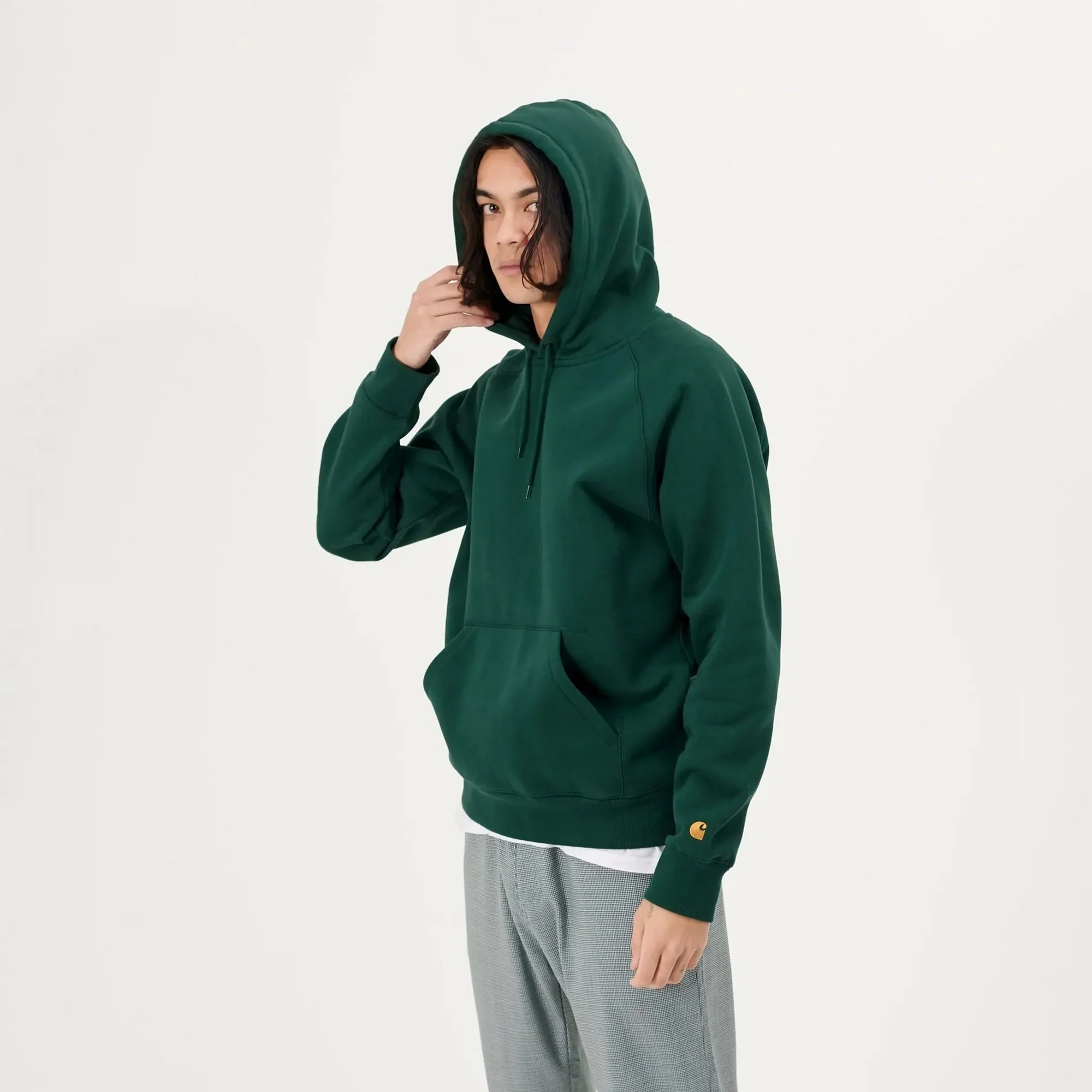 Carhartt Mens Hooded Chase Sweatshirt 'Treehouse Gold' - Image 2